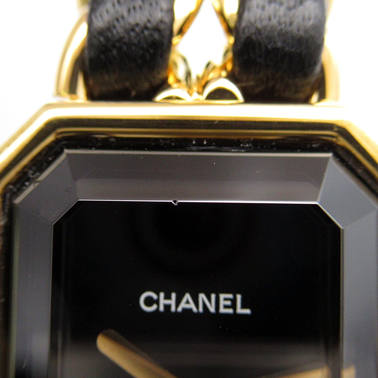 CHANEL Premiere XL鍍金/皮革手錶石英機芯黑色#17.25cm