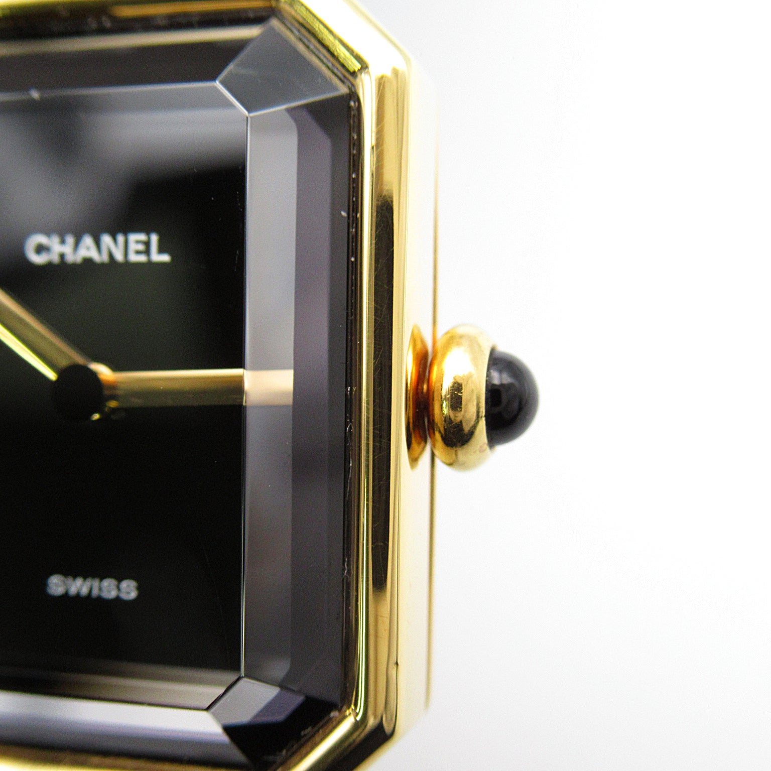 CHANEL Premiere XL鍍金/皮革手錶石英機芯黑色#17.25cm