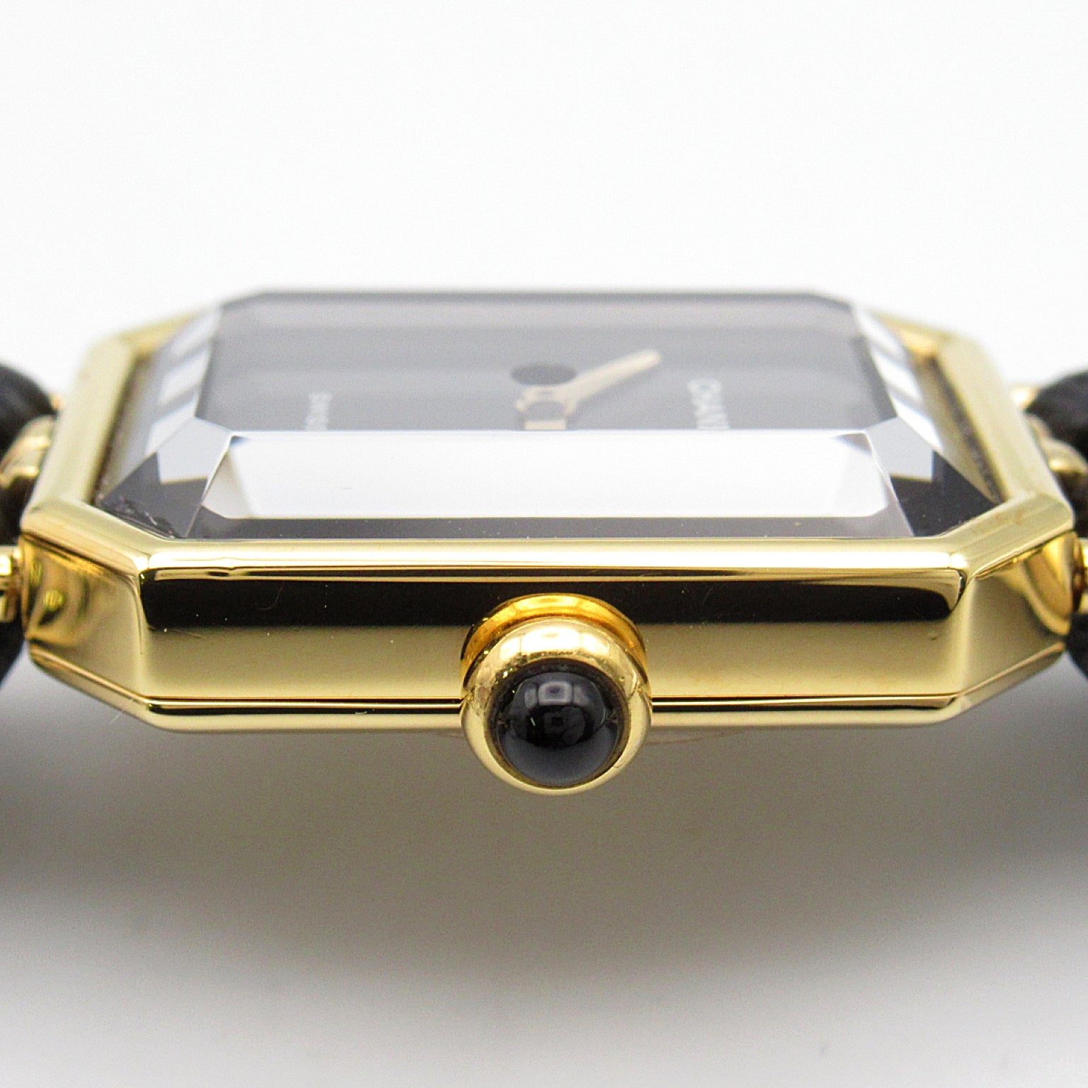 CHANEL Premiere XL鍍金/皮革手錶石英機芯黑色#17.25cm