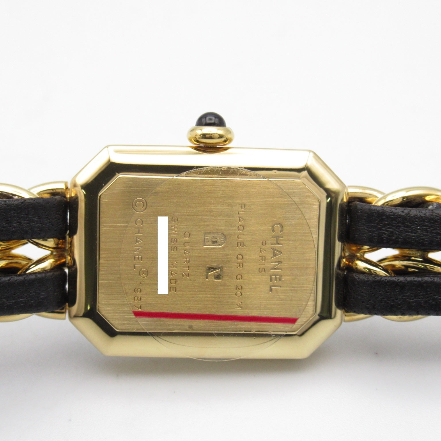 CHANEL Premiere XL鍍金/皮革手錶石英機芯黑色#17.25cm