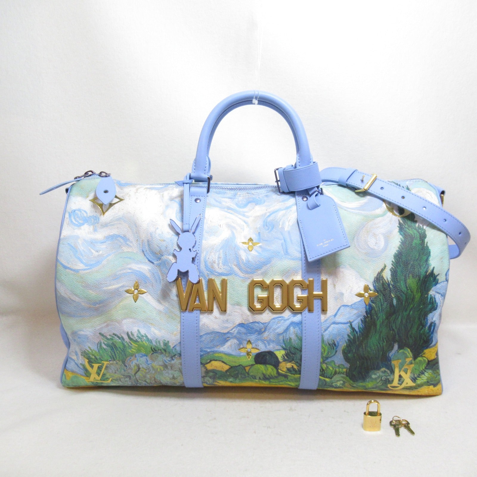 LOUIS VUITTON 【激減優惠】Masters Collection Keepall 50 Bandouliere金扣/銀扣波士頓包/金扣肩背袋藍色