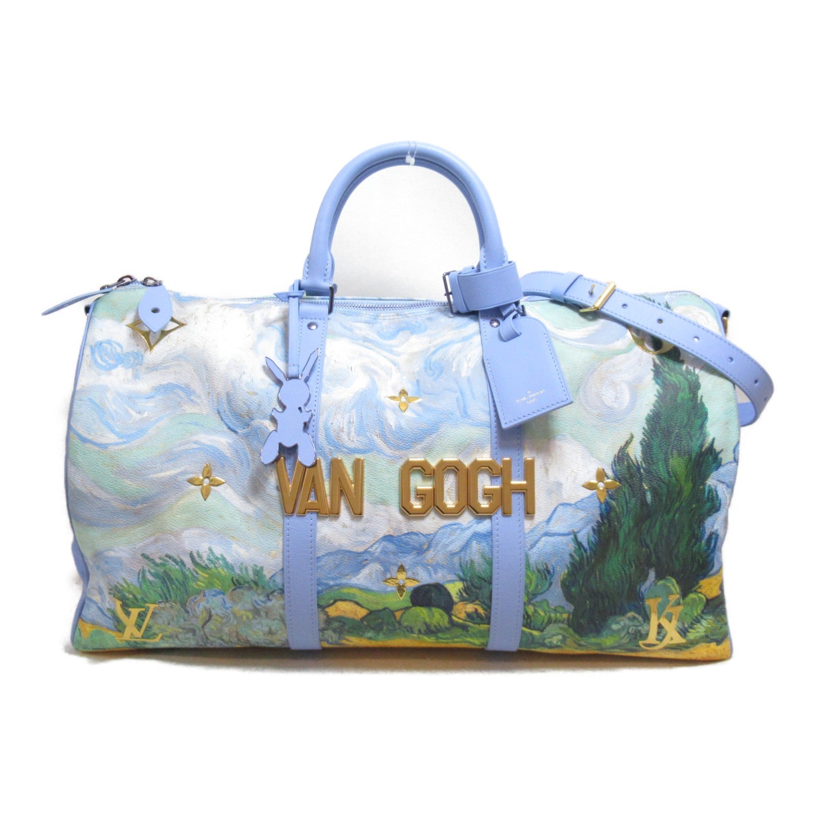 LOUIS VUITTON 【激減優惠】Masters Collection Keepall 50 Bandouliere金扣/銀扣波士頓包/金扣肩背袋藍色