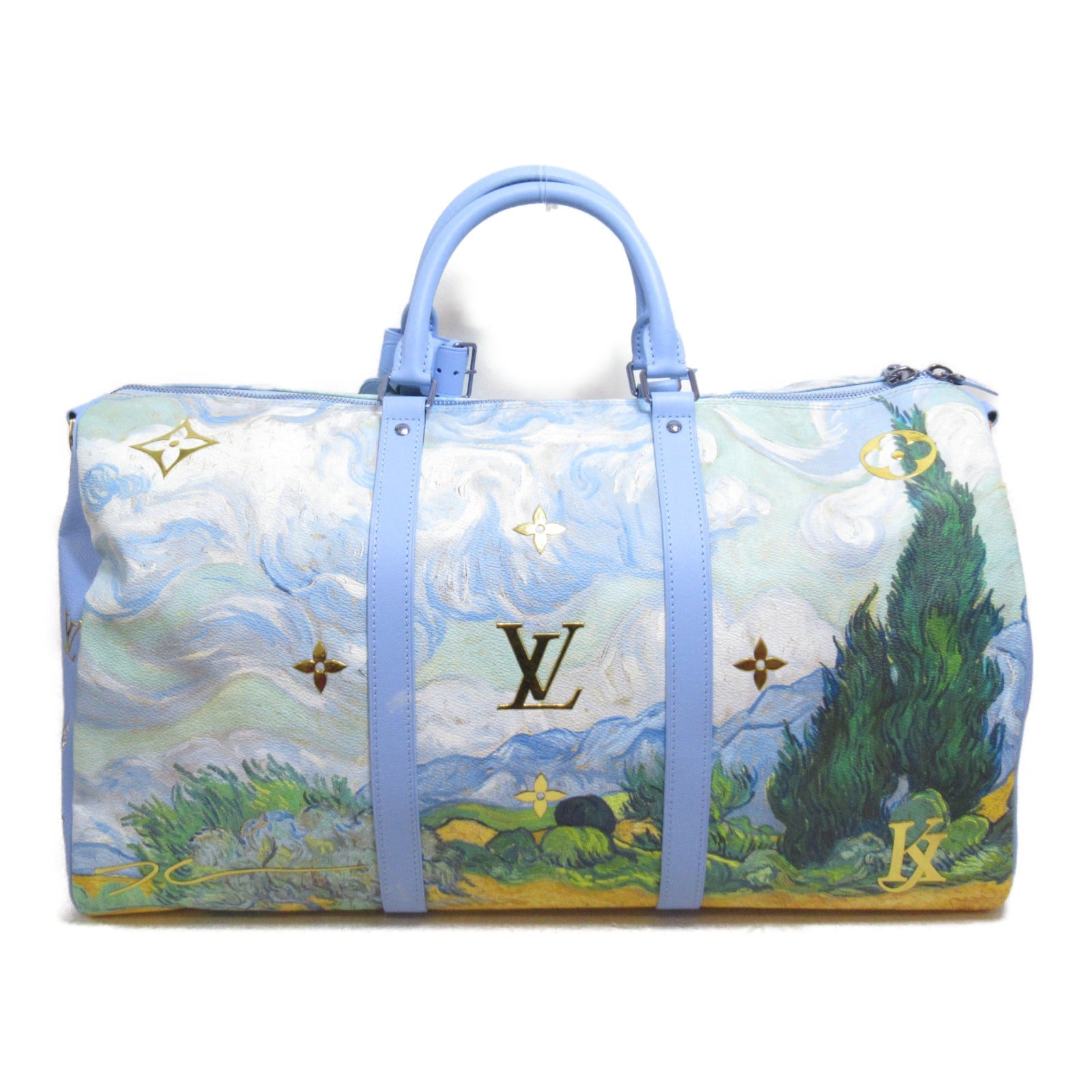 LOUIS VUITTON 【激減優惠】Masters Collection Keepall 50 Bandouliere金扣/銀扣波士頓包/金扣肩背袋藍色