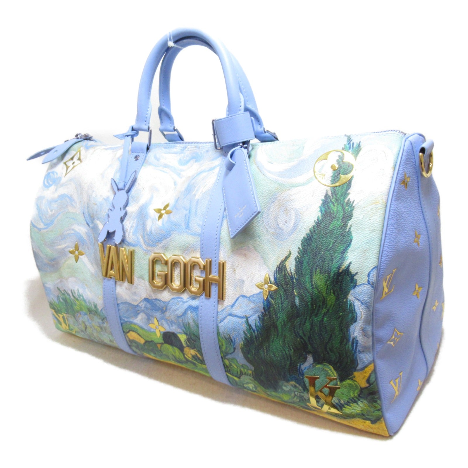 LOUIS VUITTON 【激減優惠】Masters Collection Keepall 50 Bandouliere金扣/銀扣波士頓包/金扣肩背袋藍色