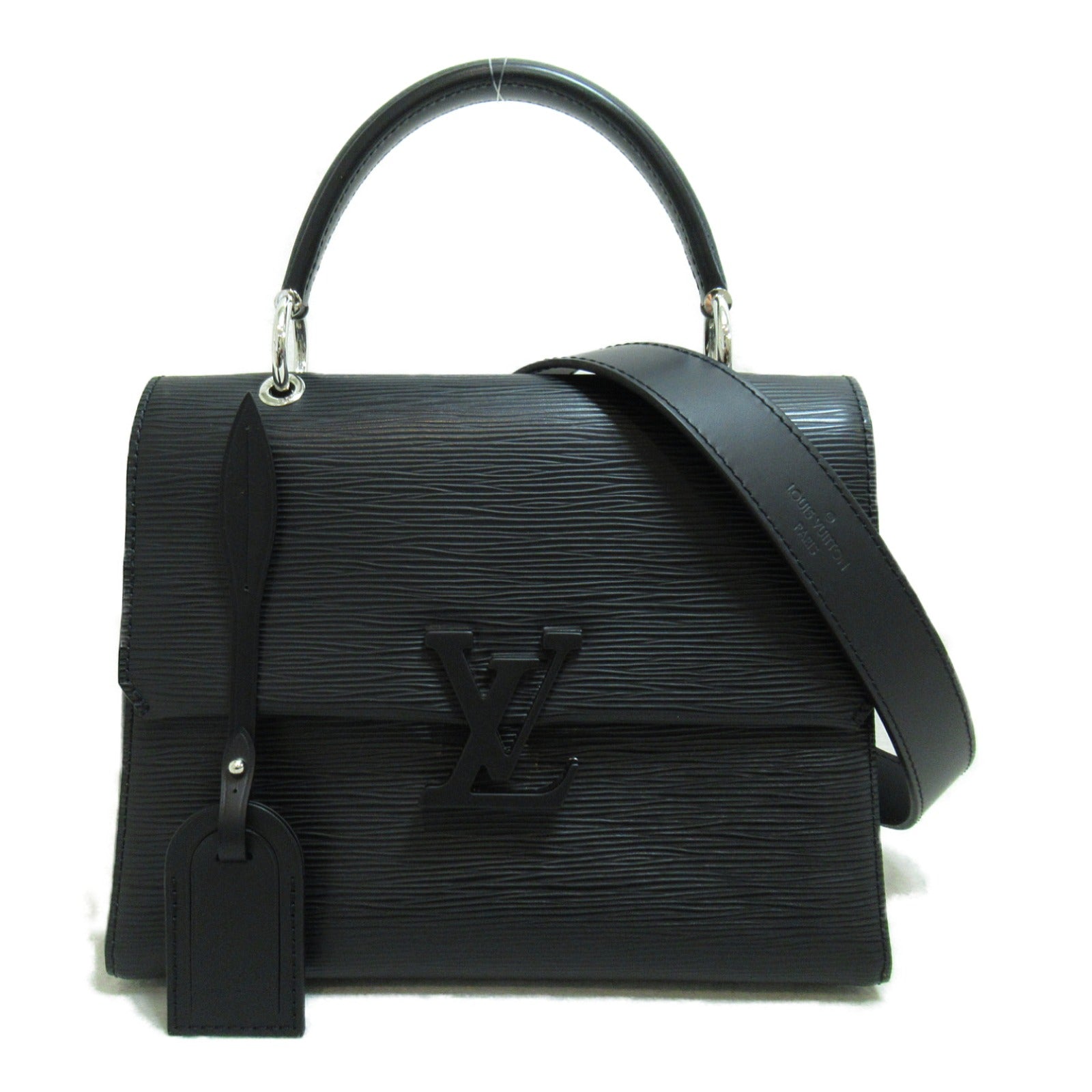 LOUIS VUITTON Epi GrenellePM銀扣手挽肩背兩用袋黑色