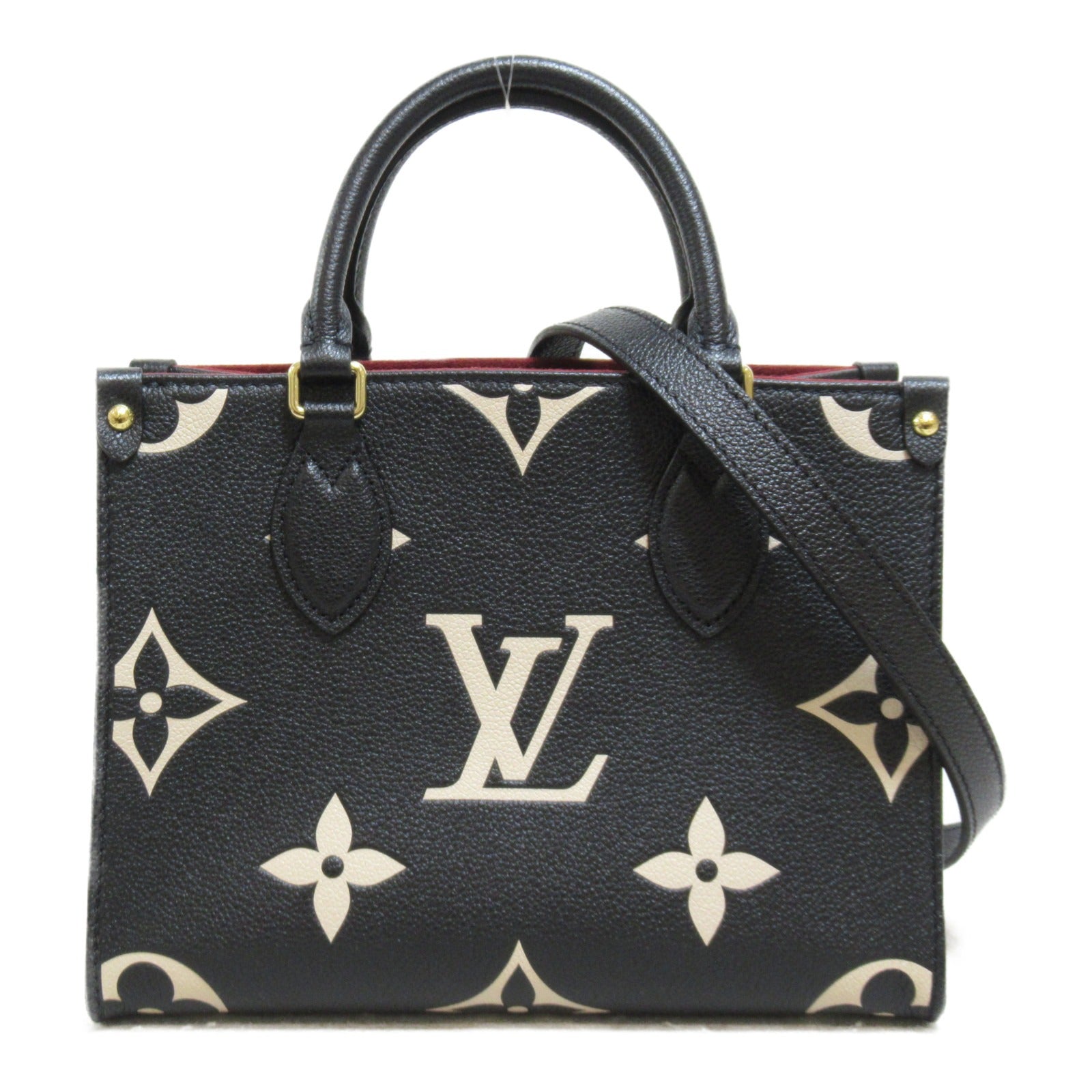 LOUIS VUITTON **【激減優惠】Monogram Empreinte On The Go PM金扣手挽肩背兩用袋黒色/米色