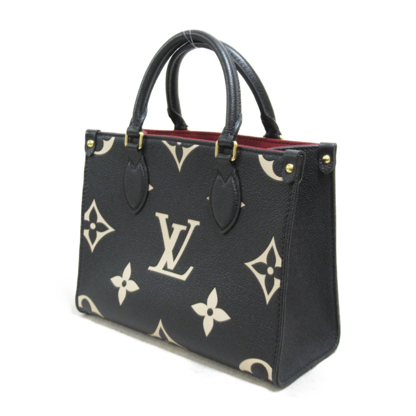 LOUIS VUITTON **【激減優惠】Monogram Empreinte On The Go PM金扣手挽肩背兩用袋黒色/米色