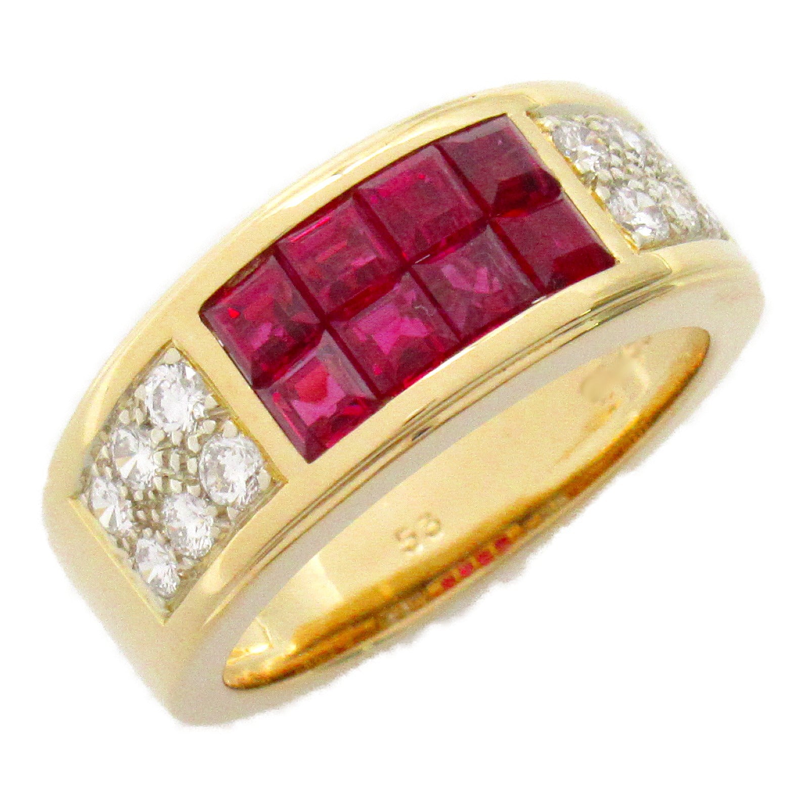 CARTIER 【激減優惠】18K黃金Diabolo Ruby Diamond Ring紅寶石/鑽石戒指US#6.25/JP#12.5/Cartier#53