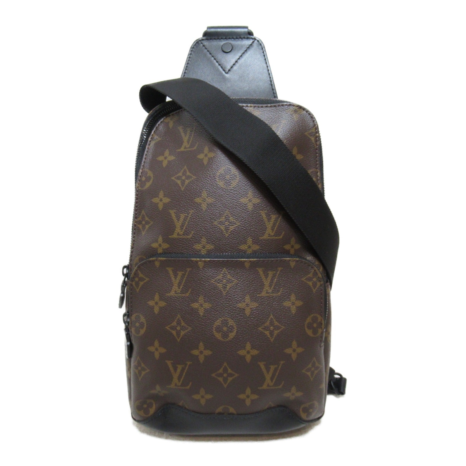 LOUIS VUITTON Monogram Macassar Avenue Sling肩背袋啡色/黑色