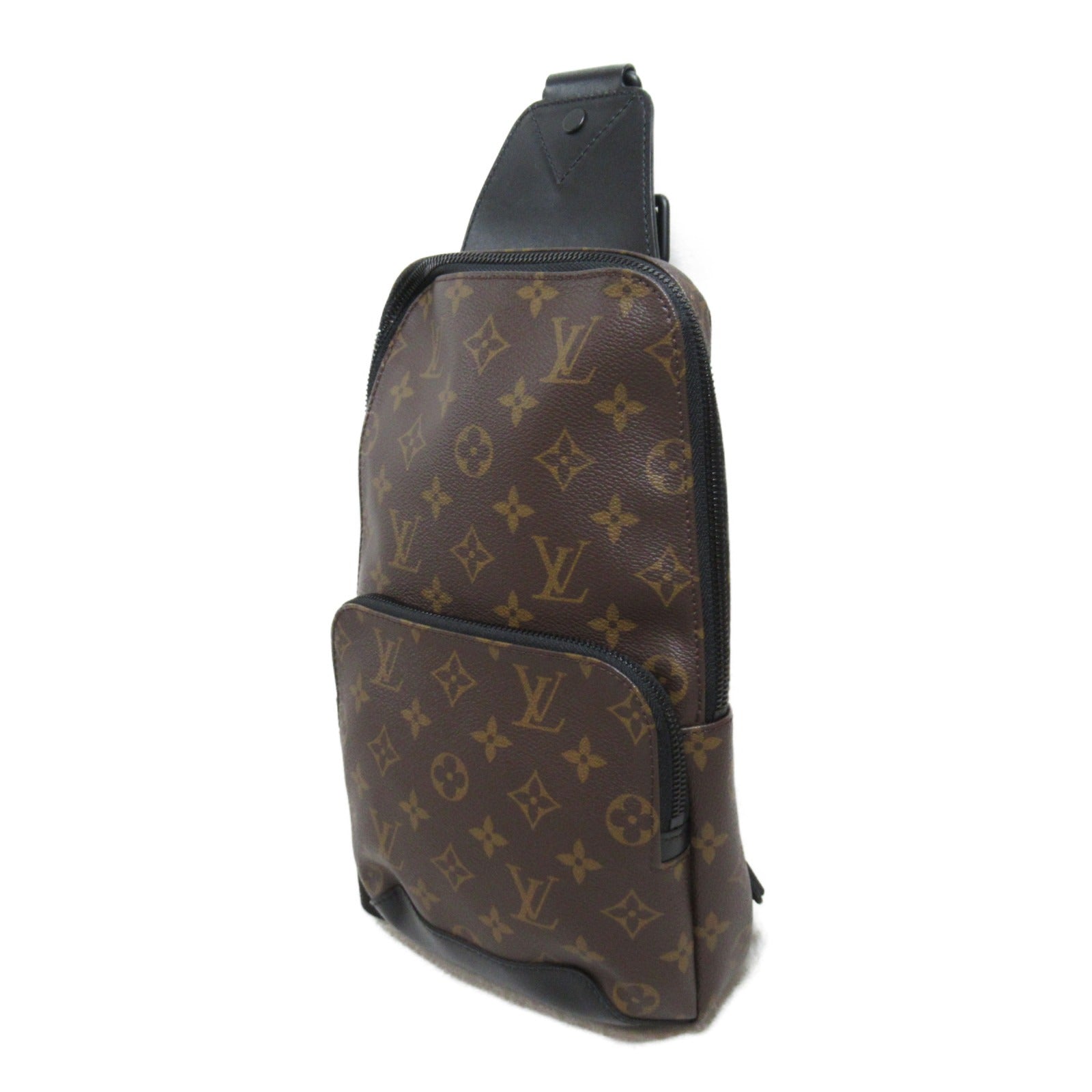LOUIS VUITTON Monogram Macassar Avenue Sling肩背袋啡色/黑色