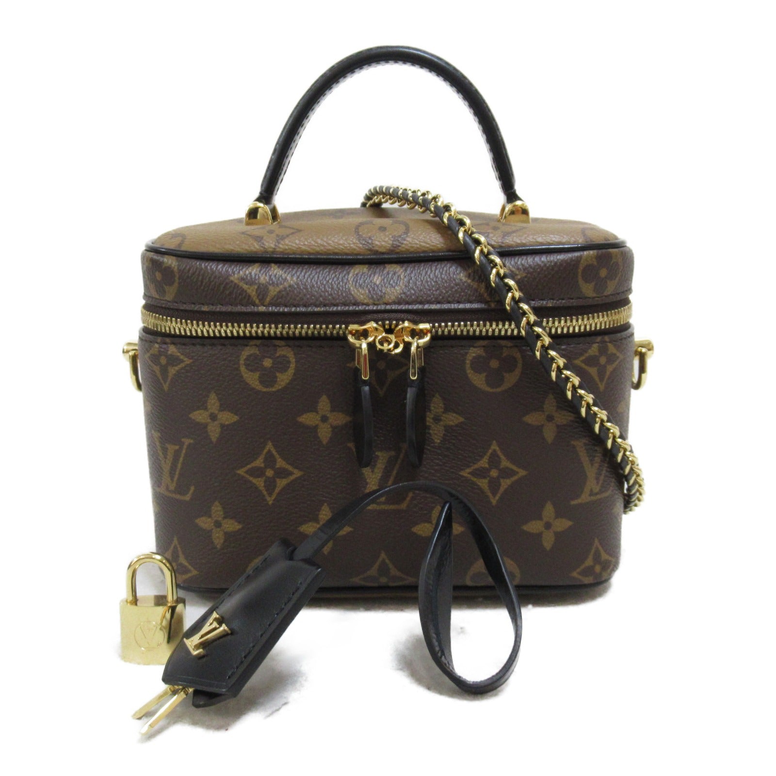 LOUIS VUITTON Monogram Reverse Vanity PM Chain Shoulder Bag金扣手挽肩背兩用袋啡色
