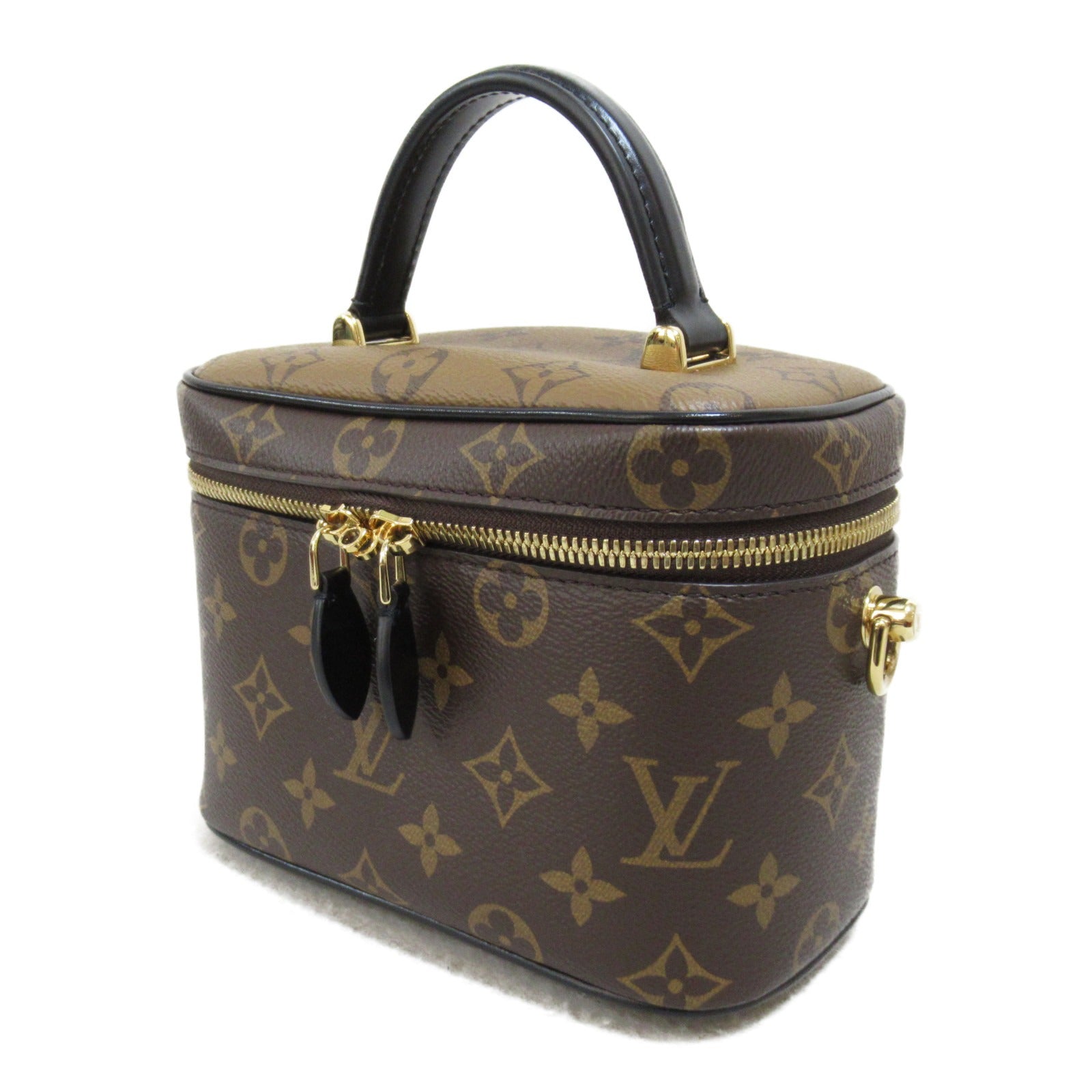 LOUIS VUITTON Monogram Reverse Vanity PM Chain Shoulder Bag金扣手挽肩背兩用袋啡色