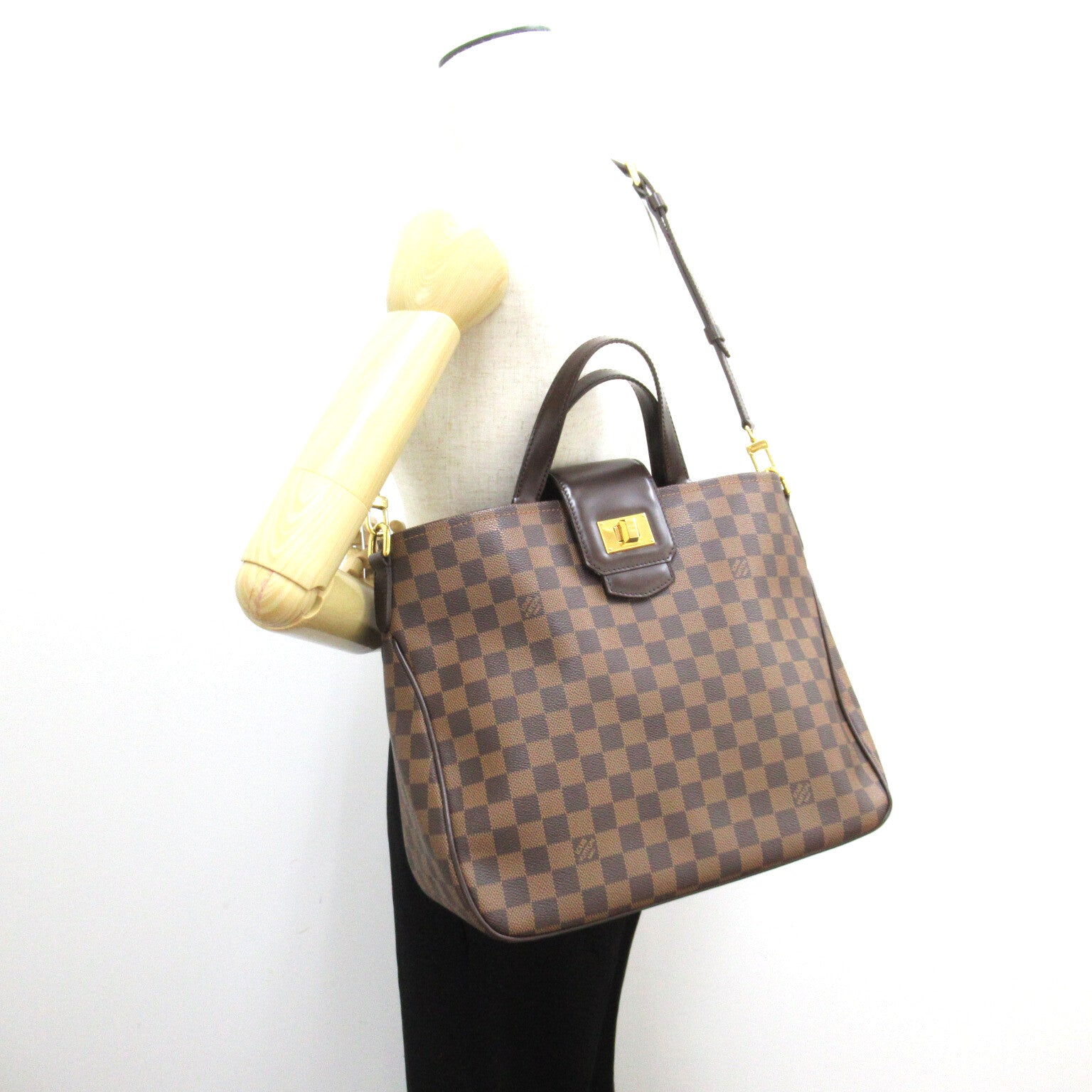 LOUIS VUITTON 【激減優惠】Damier Cabas Rosebery金扣手挽肩背兩用袋啡色