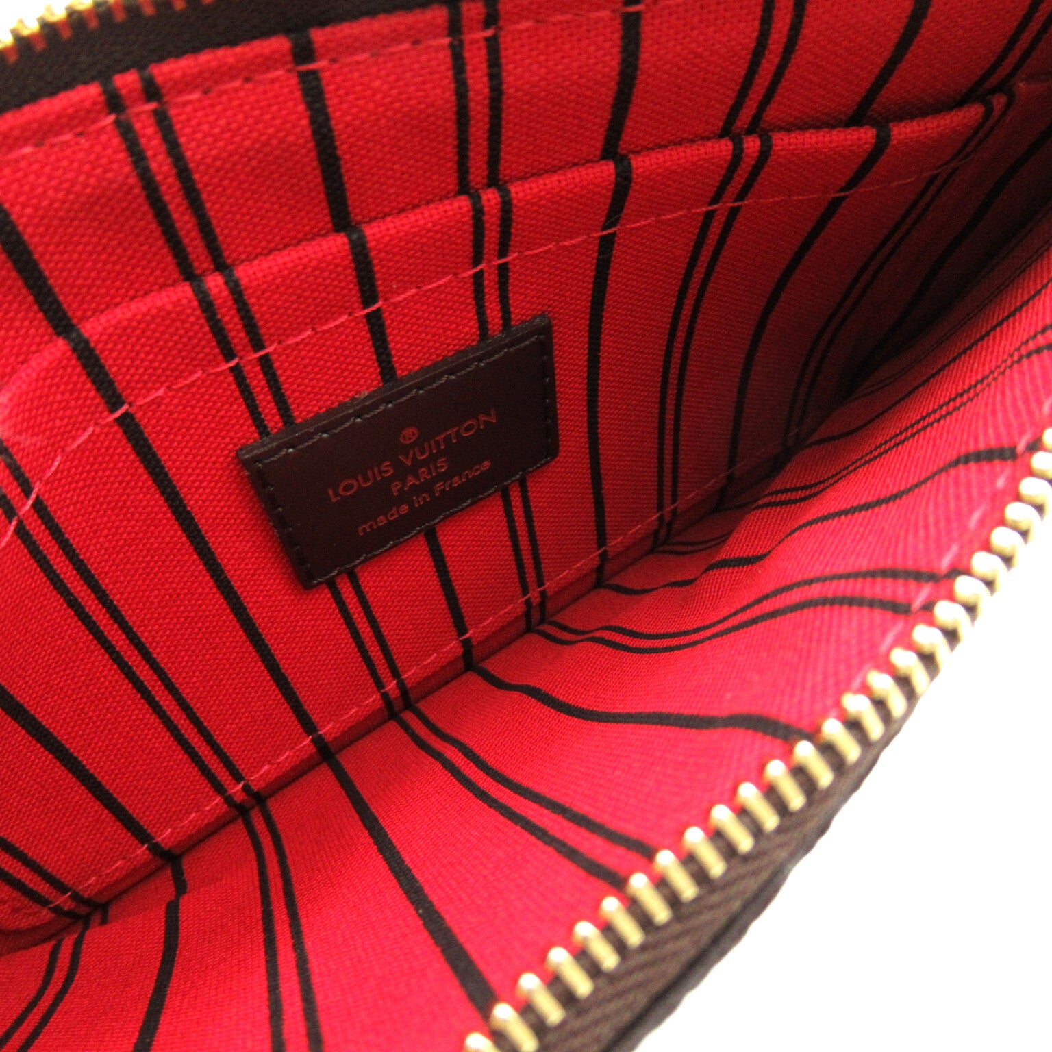 LOUIS VUITTON Damier Neverfull PM金扣手挽袋啡色