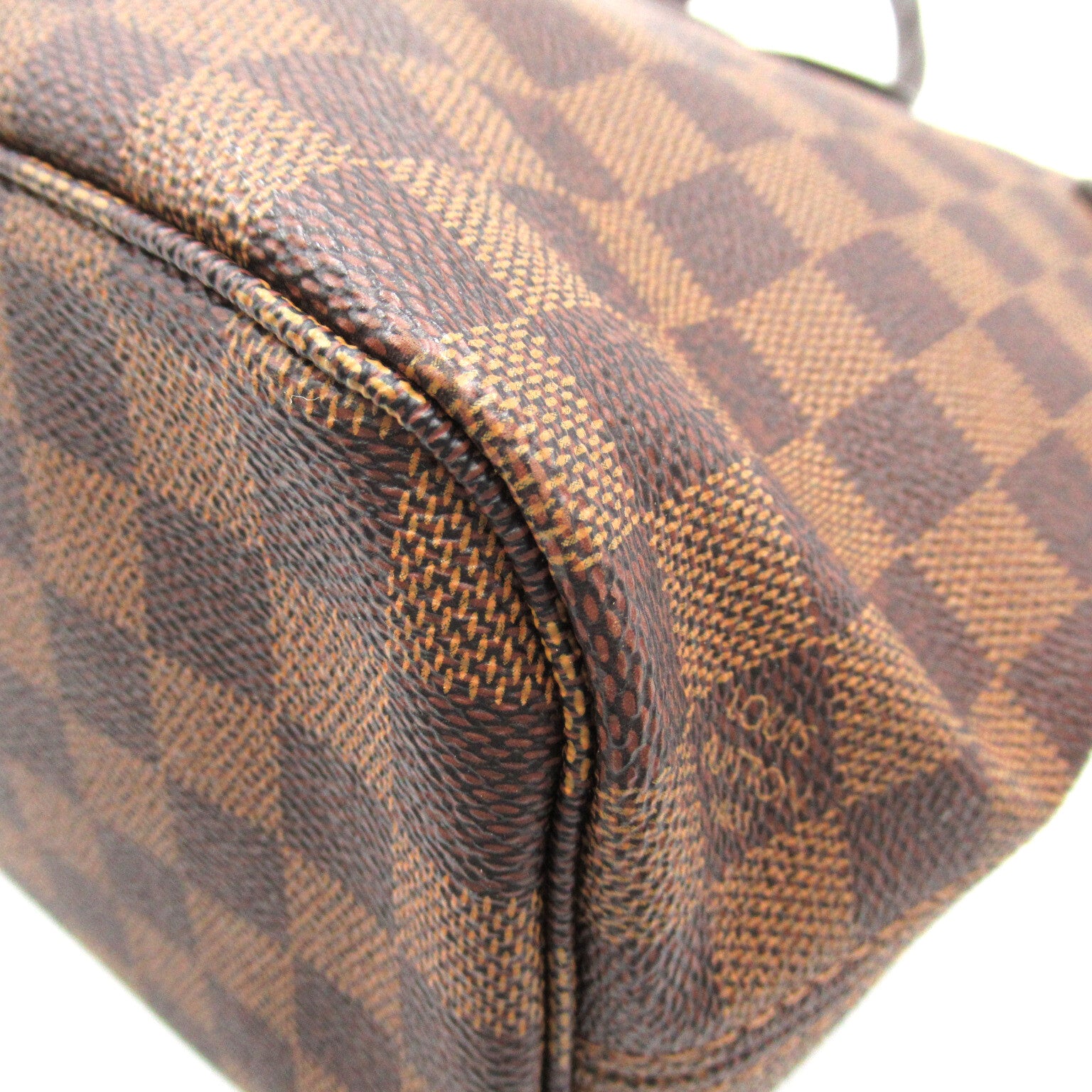 LOUIS VUITTON Damier Neverfull PM金扣手挽袋啡色