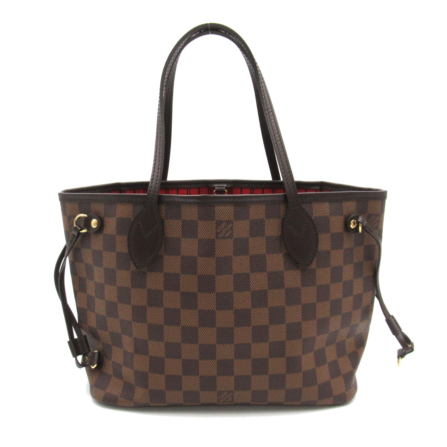 LOUIS VUITTON Damier Neverfull PM金扣手挽袋啡色
