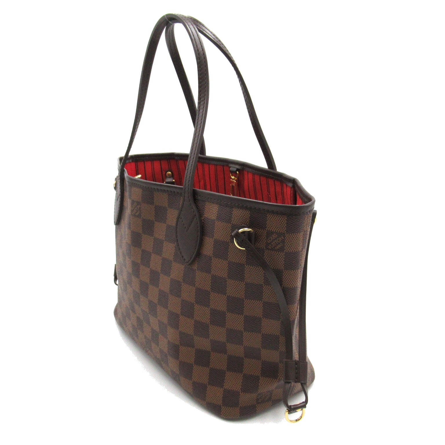 LOUIS VUITTON Damier Neverfull PM金扣手挽袋啡色