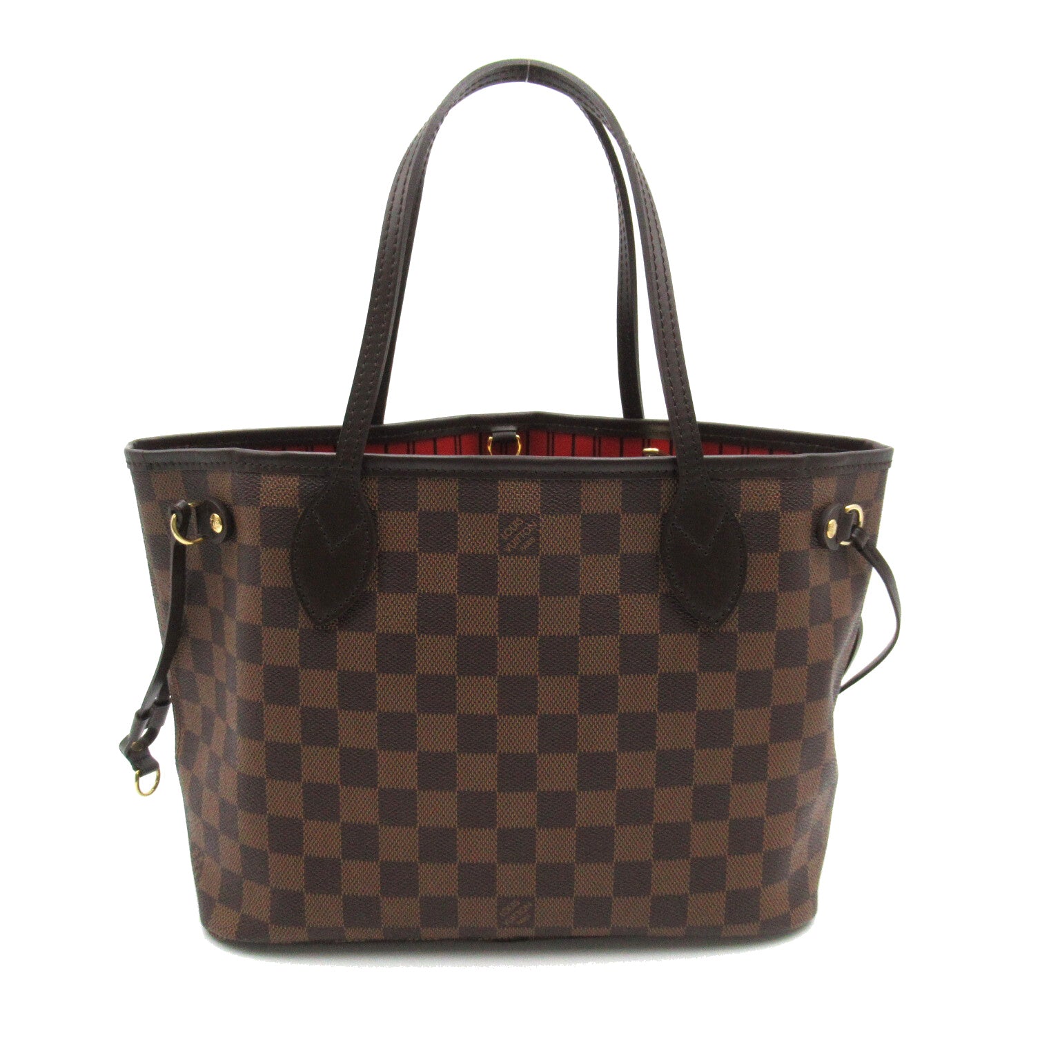 LOUIS VUITTON Damier Neverfull PM金扣手挽袋啡色