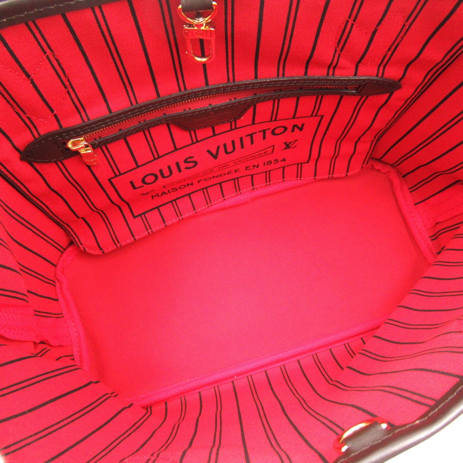 LOUIS VUITTON Damier Neverfull PM金扣手挽袋啡色