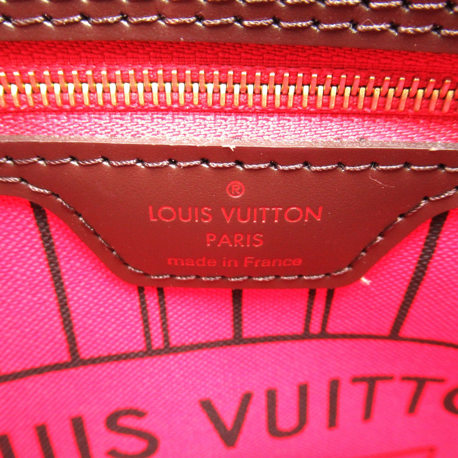 LOUIS VUITTON Damier Neverfull PM金扣手挽袋啡色