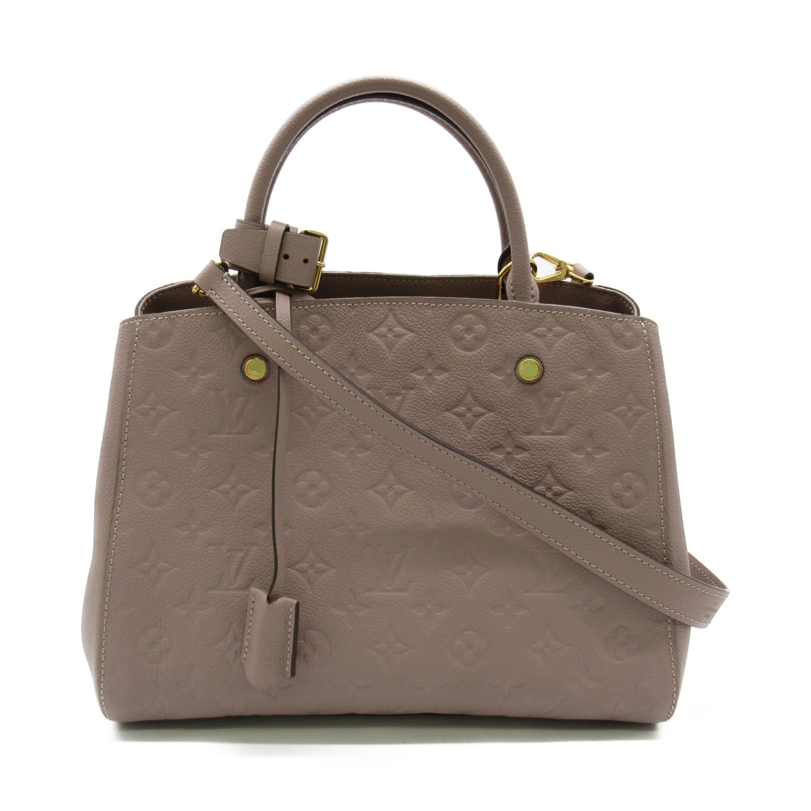 LOUIS VUITTON 【激減優惠】Monogram Empreinte Montaigne MM 2 Way Bag金扣手挽肩背兩用袋粉紅色