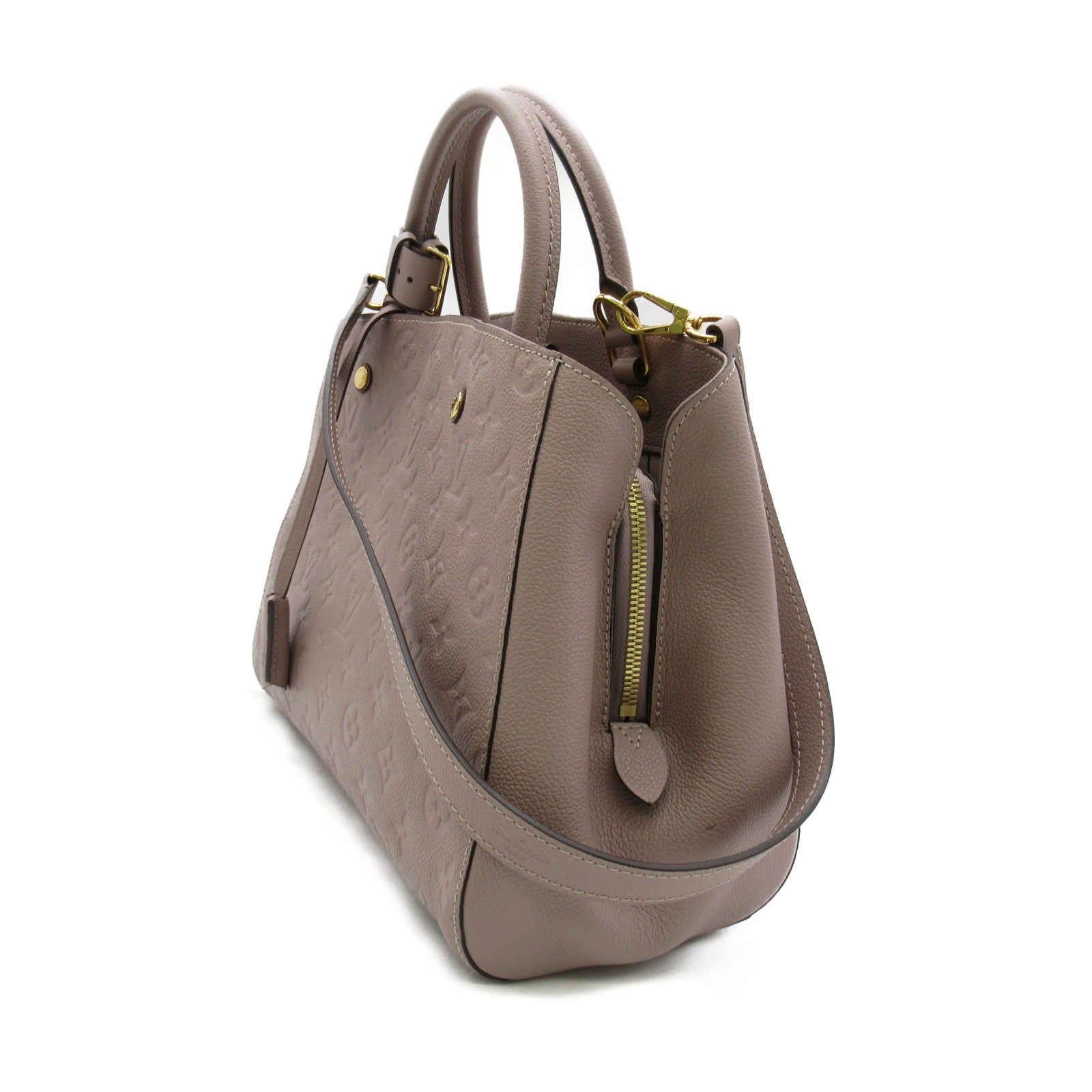 LOUIS VUITTON 【激減優惠】Monogram Empreinte Montaigne MM 2 Way Bag金扣手挽肩背兩用袋粉紅色