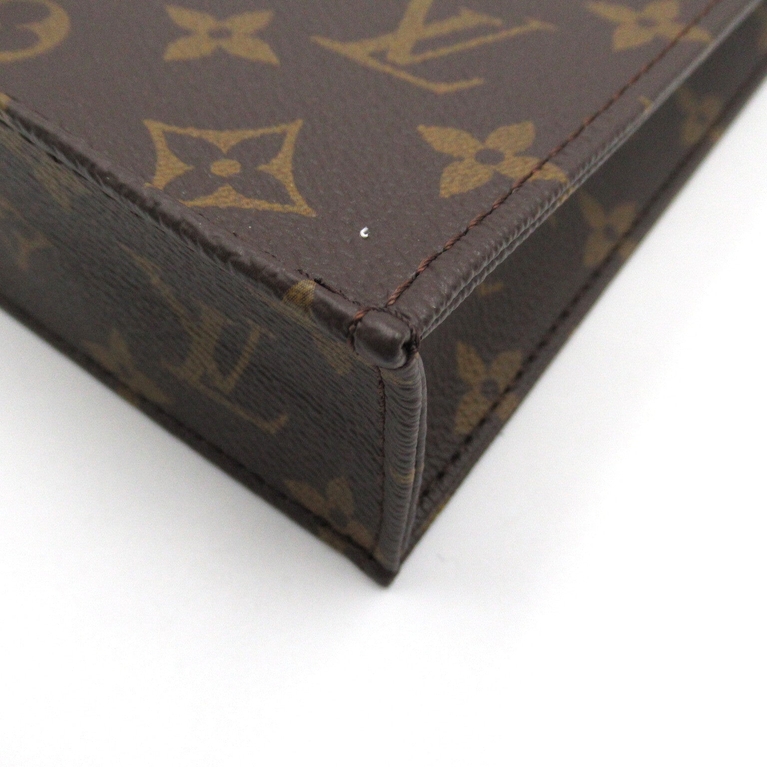LOUIS VUITTON Monogram Petit Sac Plat金扣手挽肩背兩用袋啡色