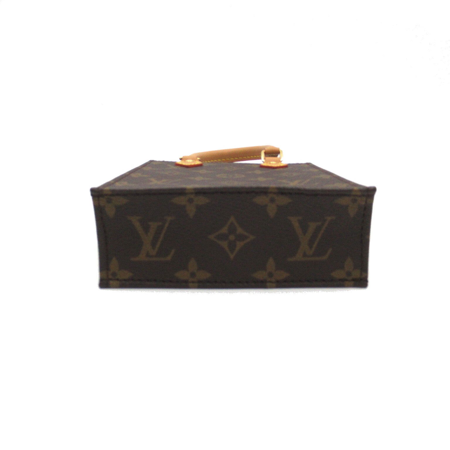 LOUIS VUITTON Monogram Petit Sac Plat金扣手挽肩背兩用袋啡色