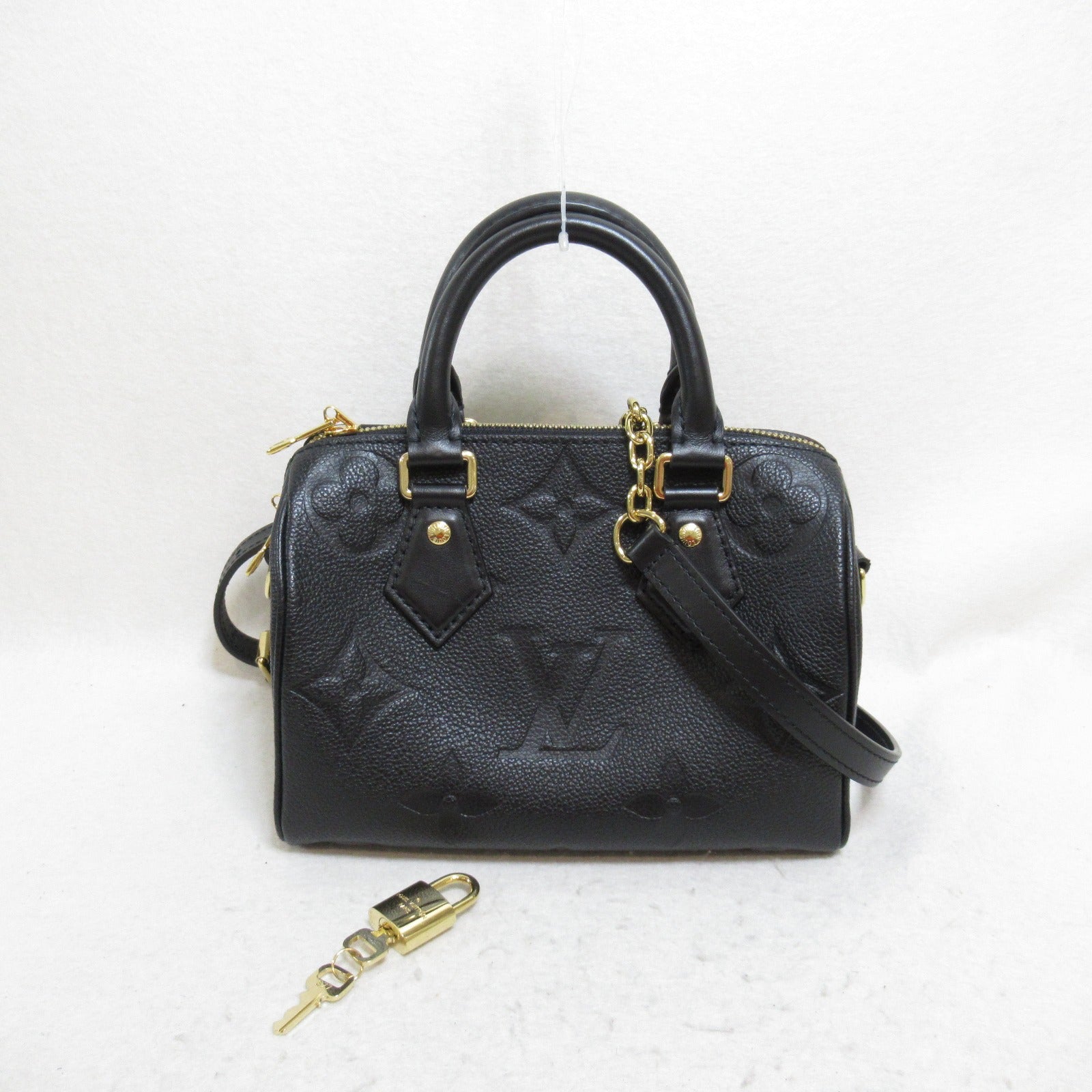 LOUIS VUITTON Monogram Empreinte Speedy Bandouliere 20 2 Way Bag金扣手挽肩背兩用袋黑色
