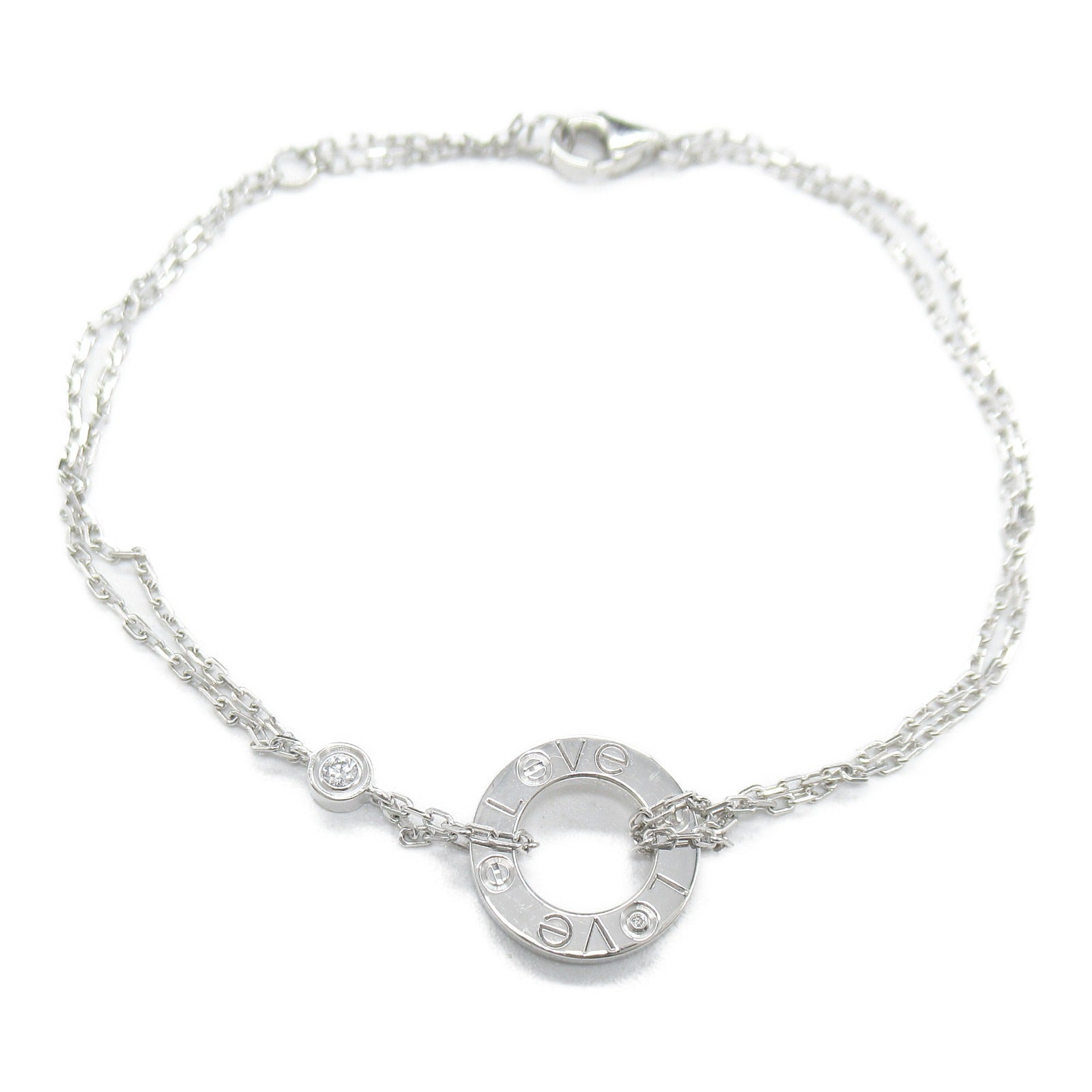 CARTIER 18K白金Love Circle Diamond Bracelet鑽石手鏈