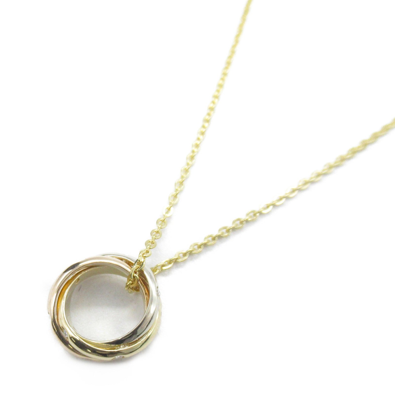 CARTIER 18K黃金/白金/玫瑰金Trinity 15P Diamond Necklace鑽石項鍊
