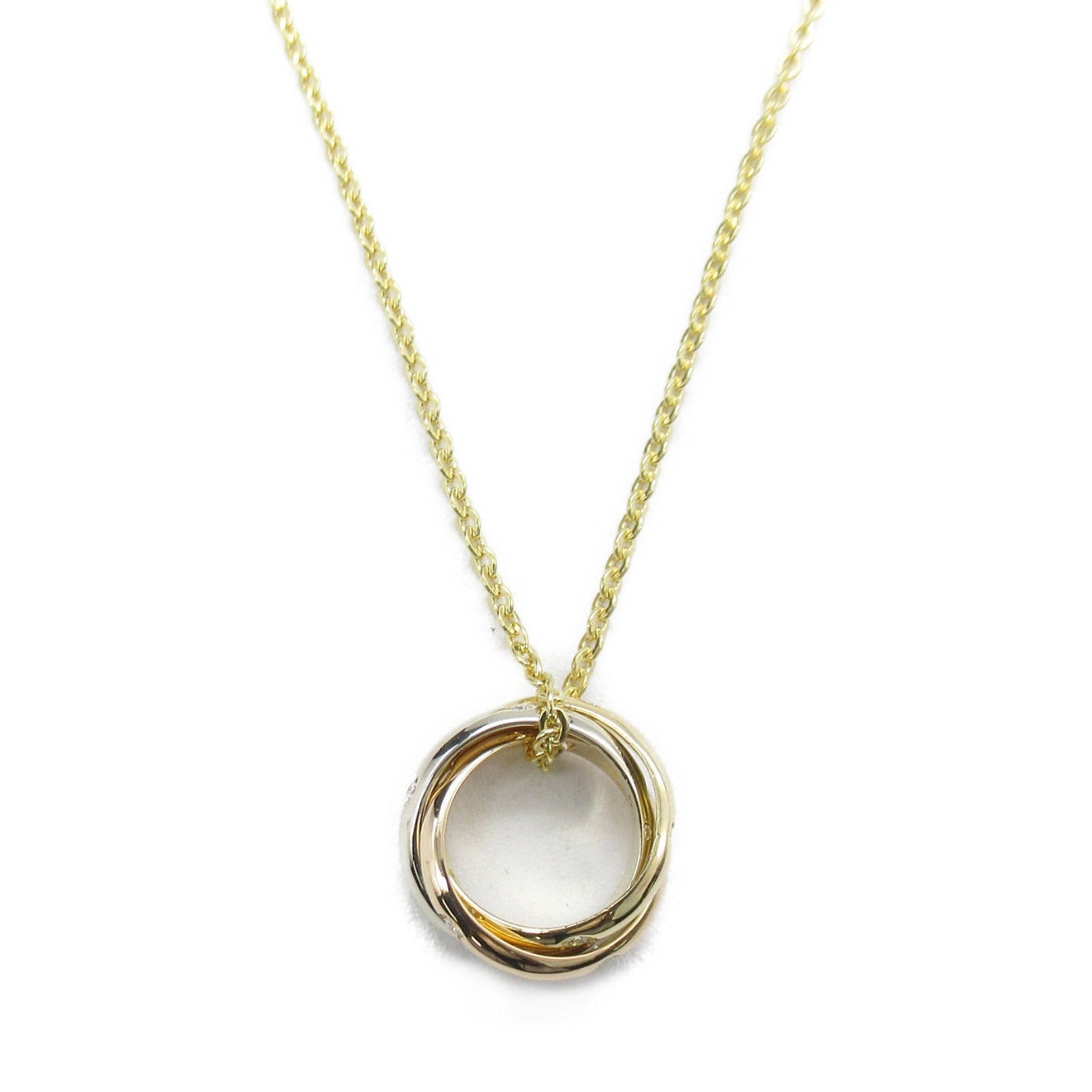 CARTIER 18K黃金/白金/玫瑰金Trinity 15P Diamond Necklace鑽石項鍊
