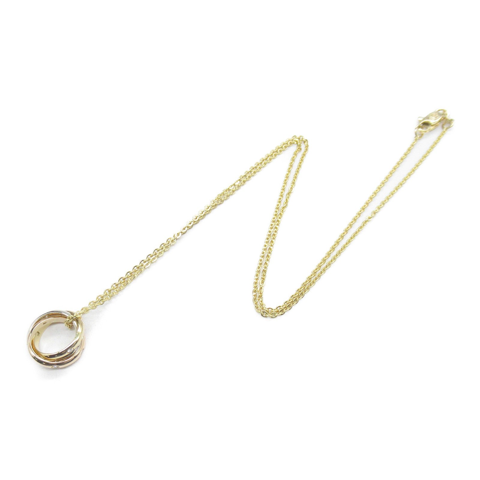 CARTIER 18K黃金/白金/玫瑰金Trinity 15P Diamond Necklace鑽石項鍊