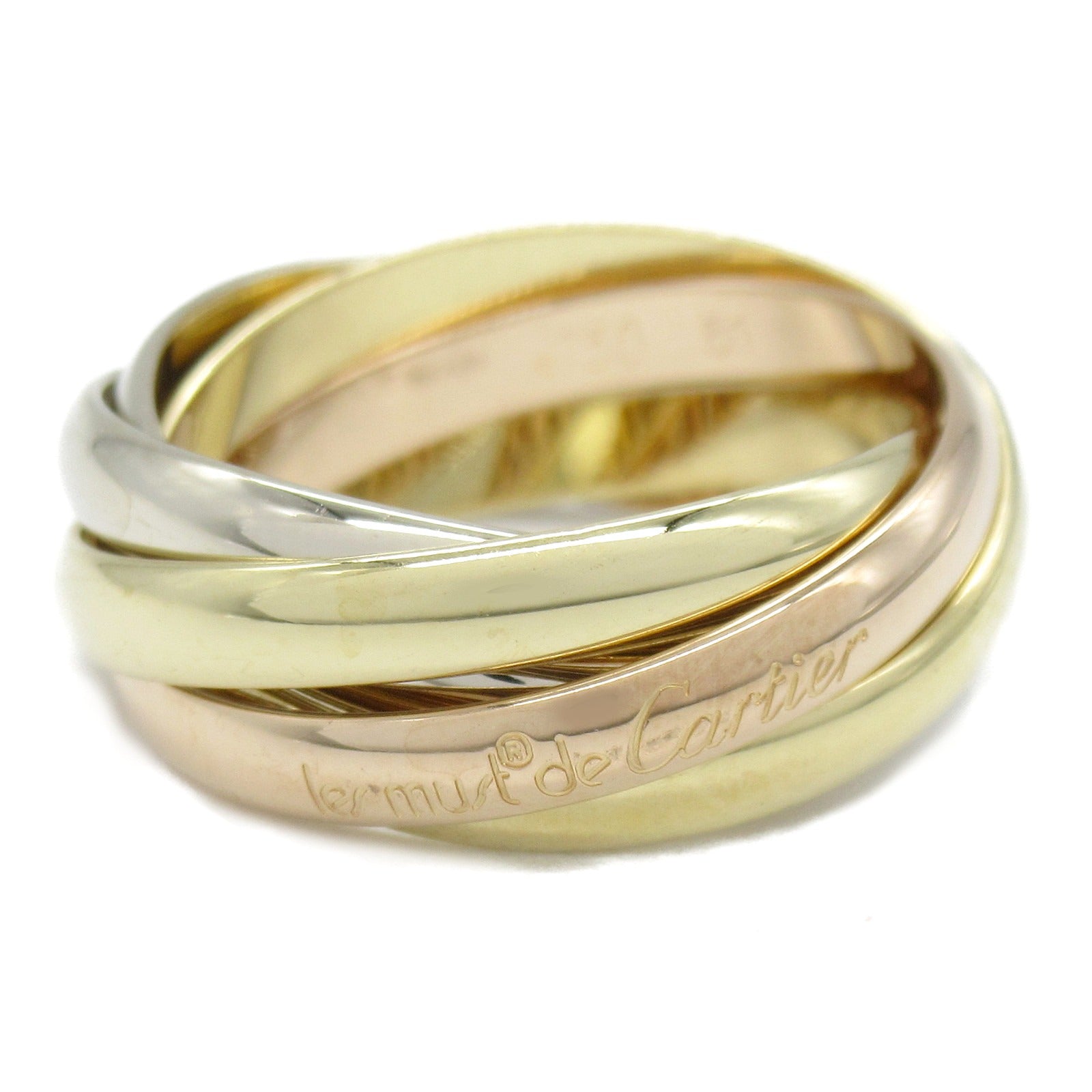 CARTIER 18K黃金/白金/玫瑰金5 Consecutive Trinity Rings戒指Cartier#51/US#5.75