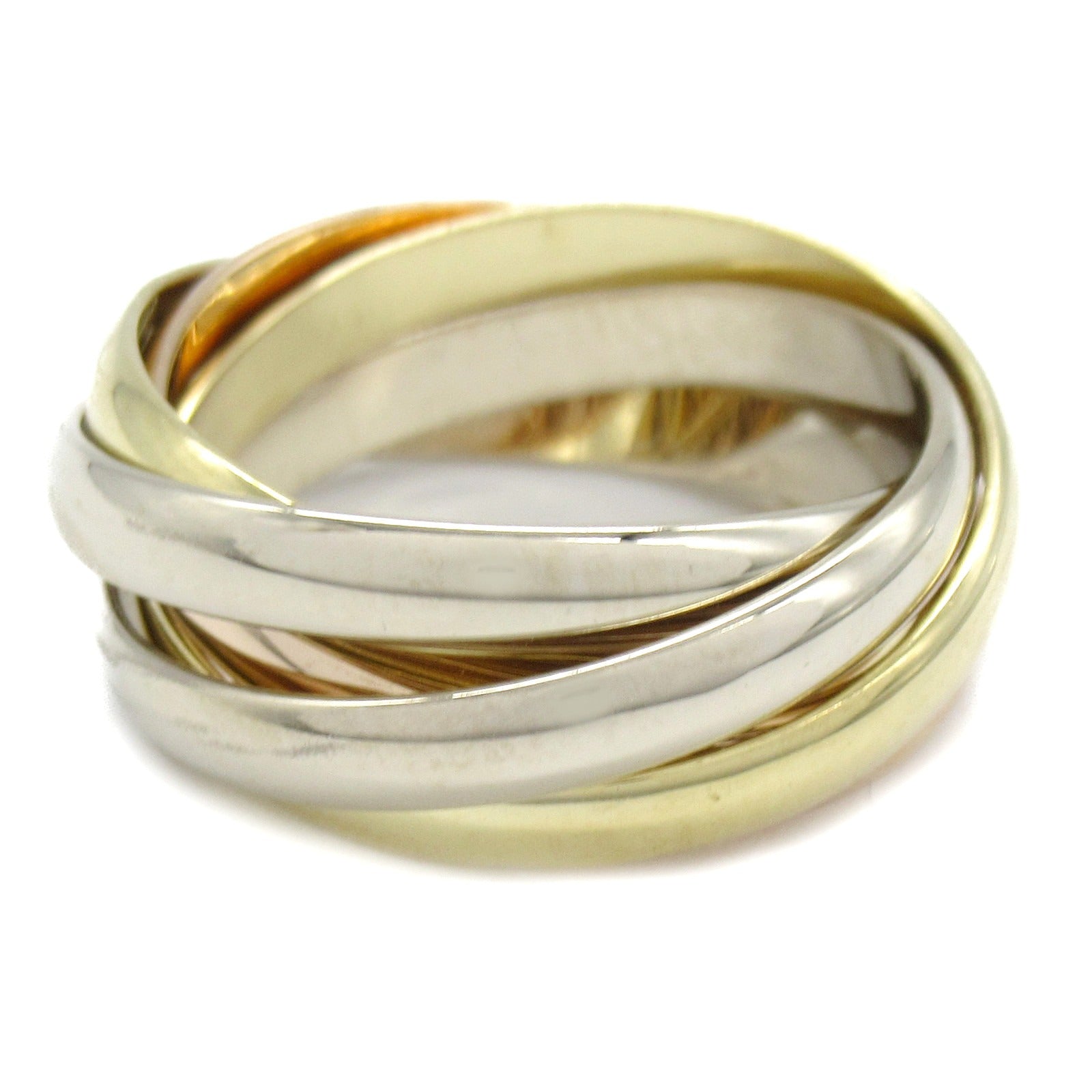 CARTIER 18K黃金/白金/玫瑰金5 Consecutive Trinity Rings戒指Cartier#51/US#5.75