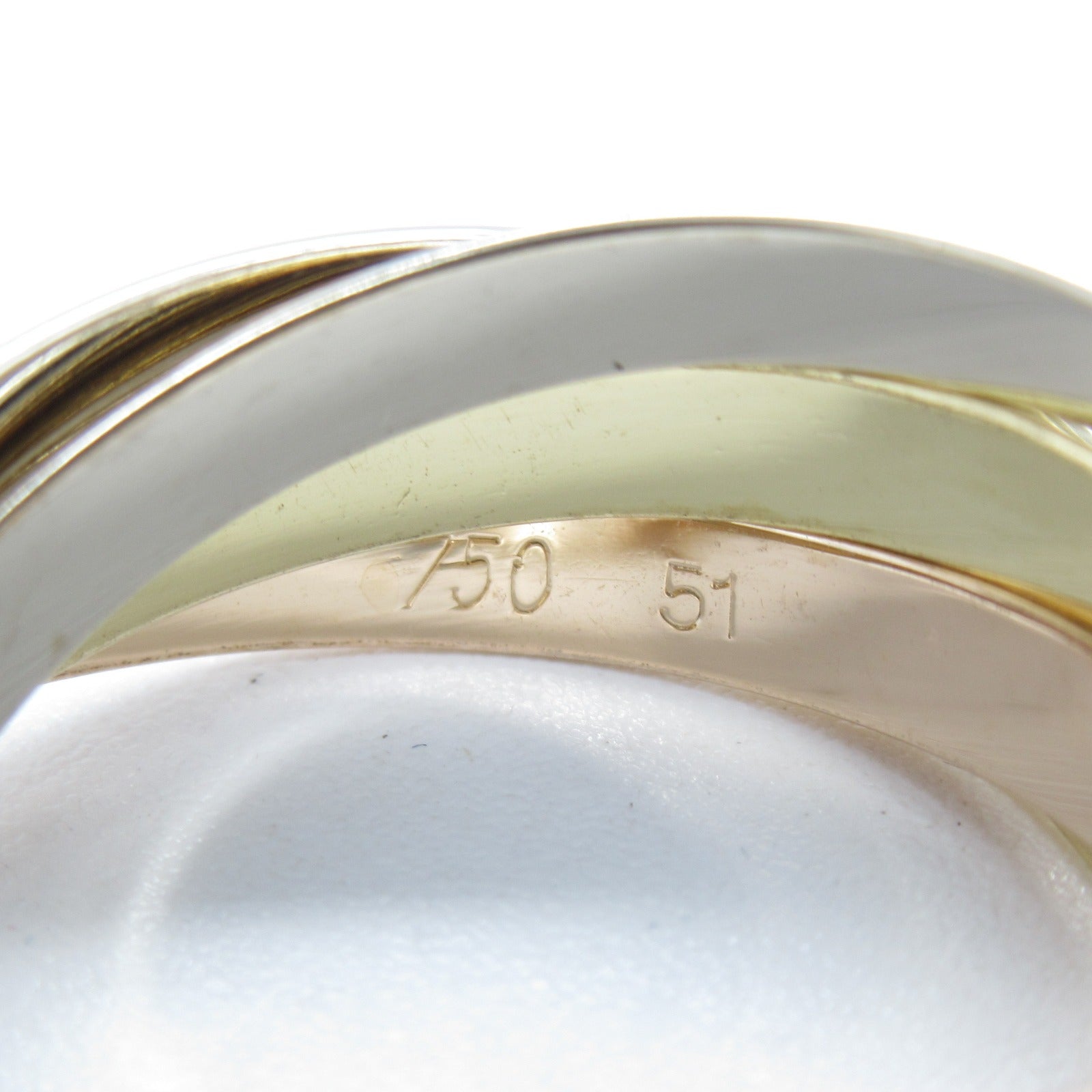 CARTIER 18K黃金/白金/玫瑰金5 Consecutive Trinity Rings戒指Cartier#51/US#5.75