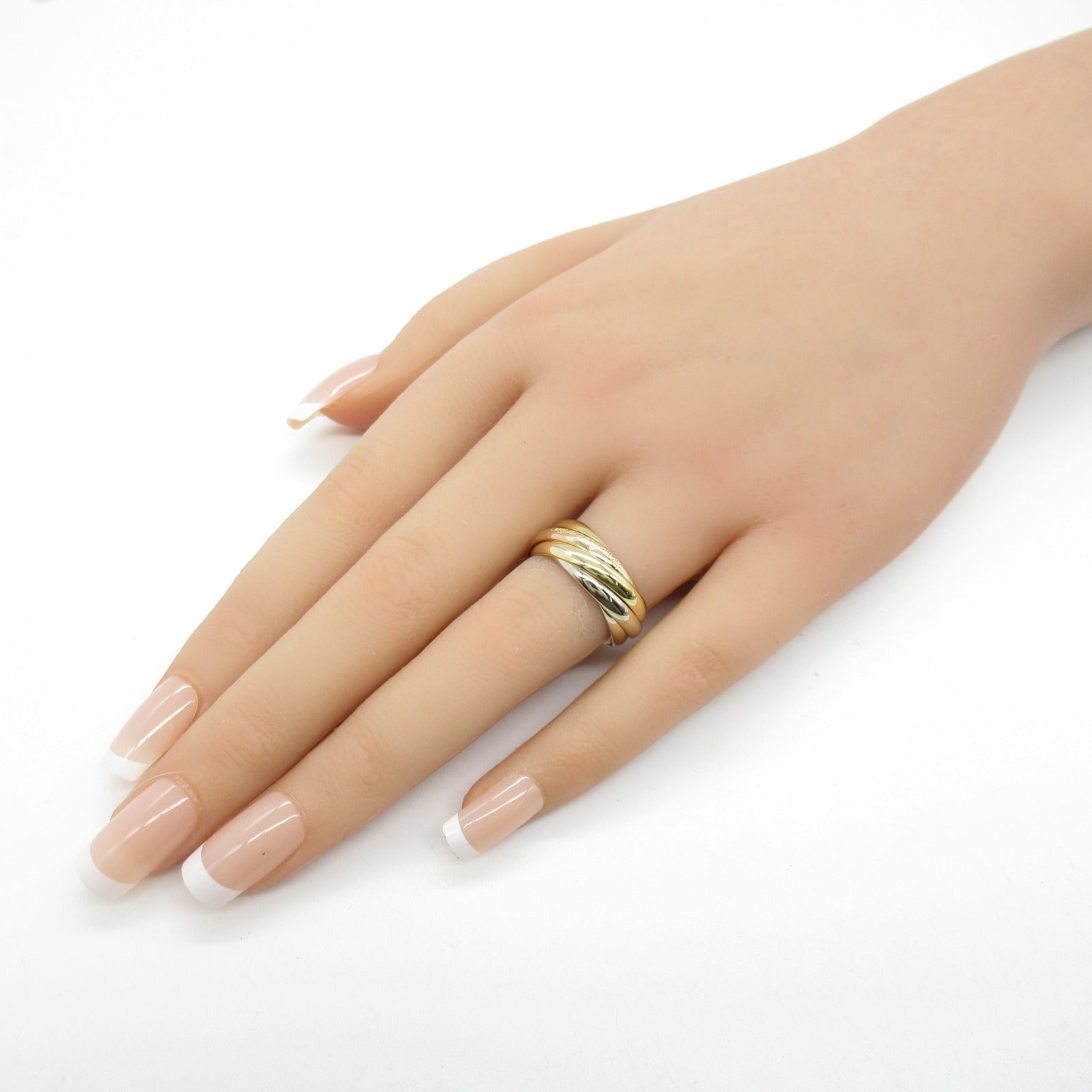 CARTIER 18K黃金/白金/玫瑰金5 Consecutive Trinity Rings戒指Cartier#51/US#5.75