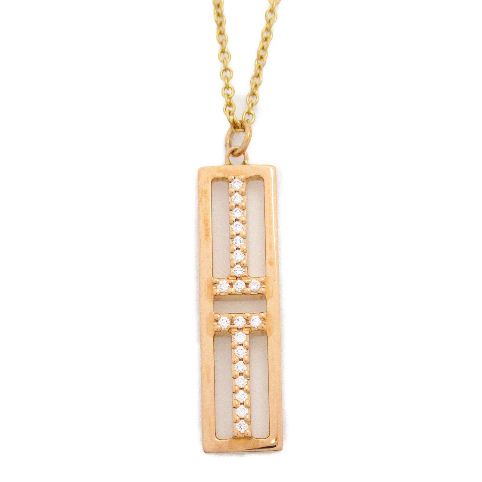 TIFFANY＆CO 【激減優惠】18K玫瑰金T TWO Open Vertical Diamond Bar Pendant鑽石項鍊