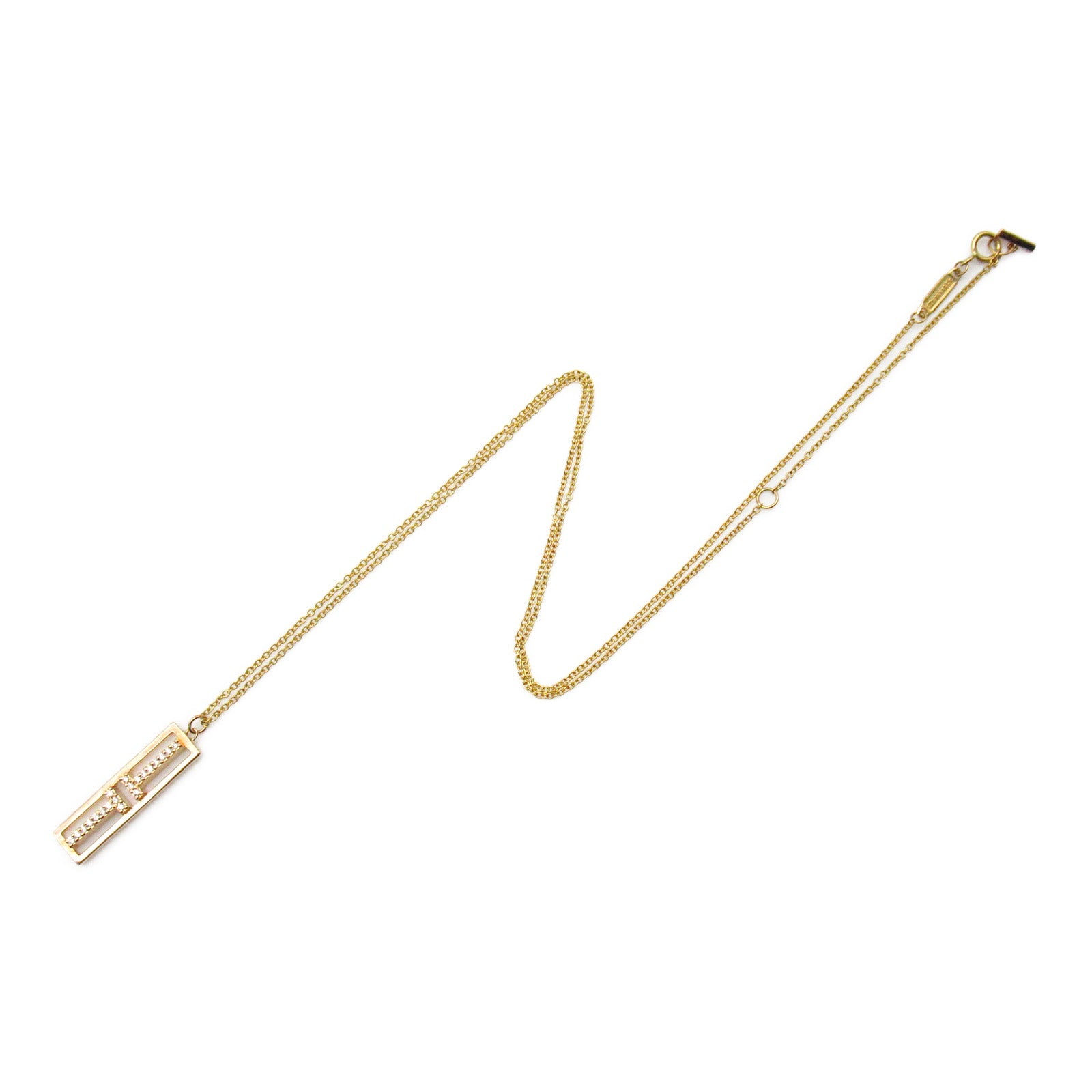 TIFFANY＆CO 【激減優惠】18K玫瑰金T TWO Open Vertical Diamond Bar Pendant鑽石項鍊
