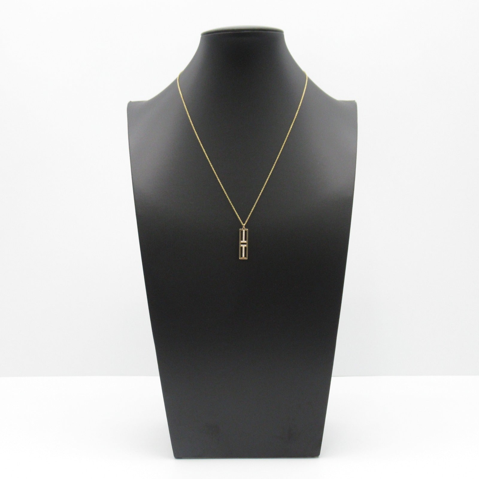 TIFFANY＆CO 【激減優惠】18K玫瑰金T TWO Open Vertical Diamond Bar Pendant鑽石項鍊
