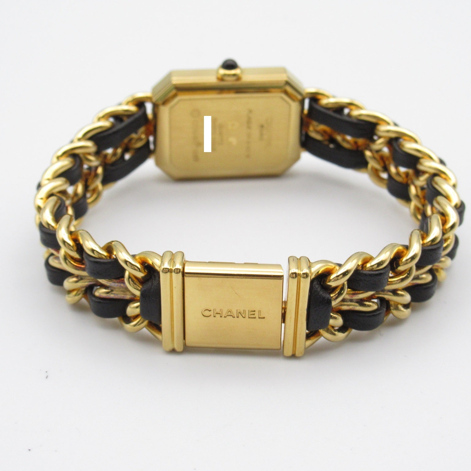 CHANEL Premiere L鍍金/皮革帶手錶石英機芯黑色