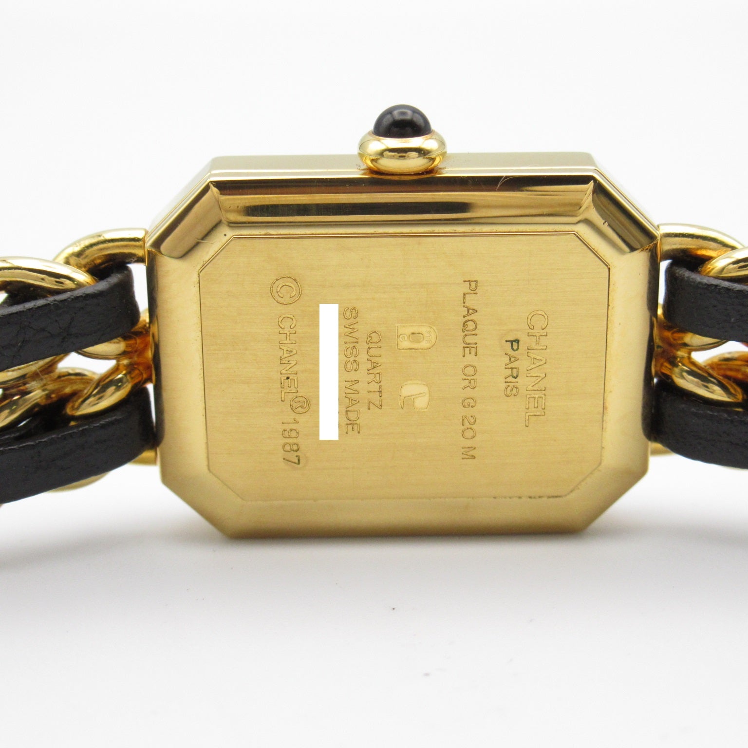 CHANEL Premiere L鍍金/皮革帶手錶石英機芯黑色