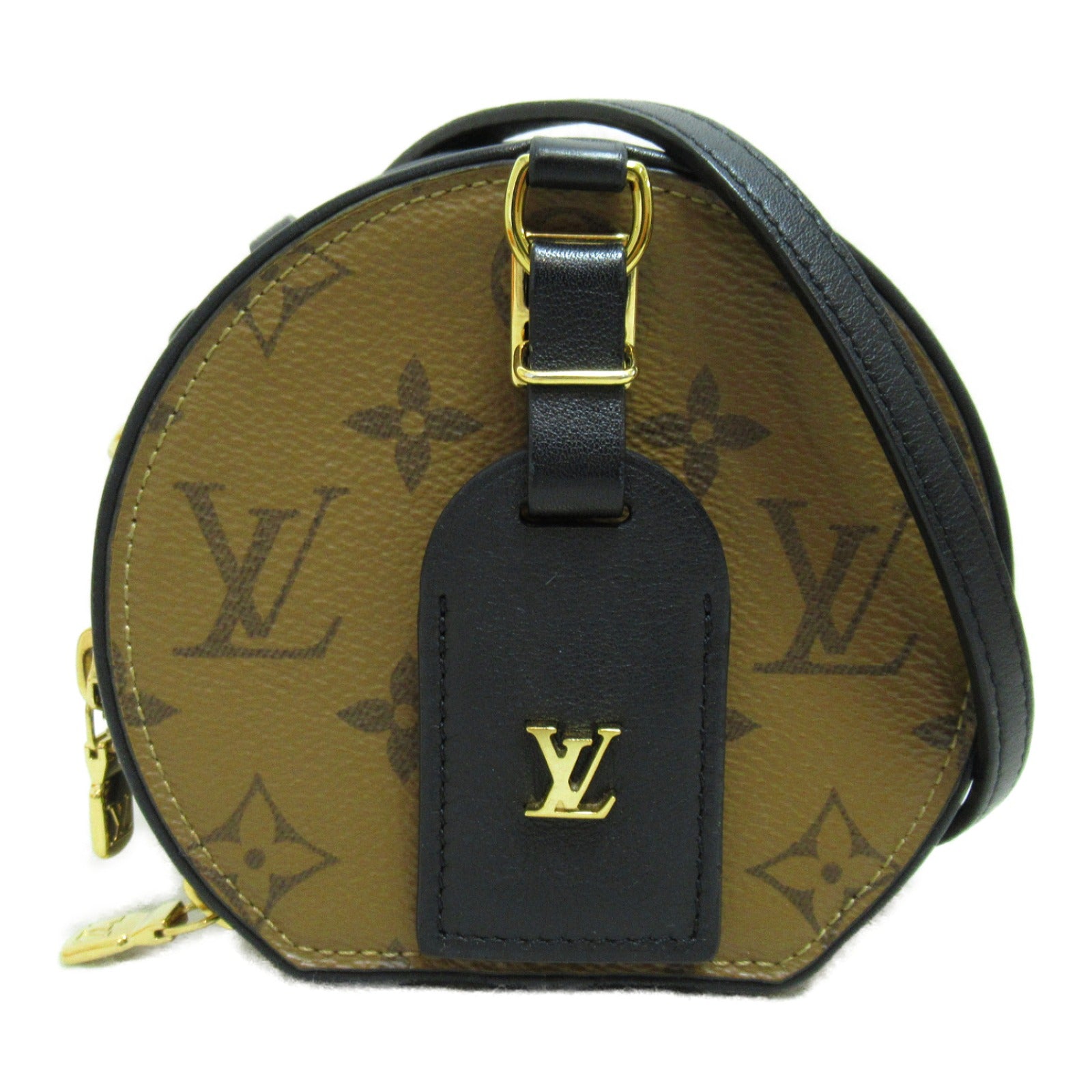 LOUIS VUITTON Monogram Reverse Mini Boite Chapeau 2 Way Bag金扣手挽肩背兩用袋啡色