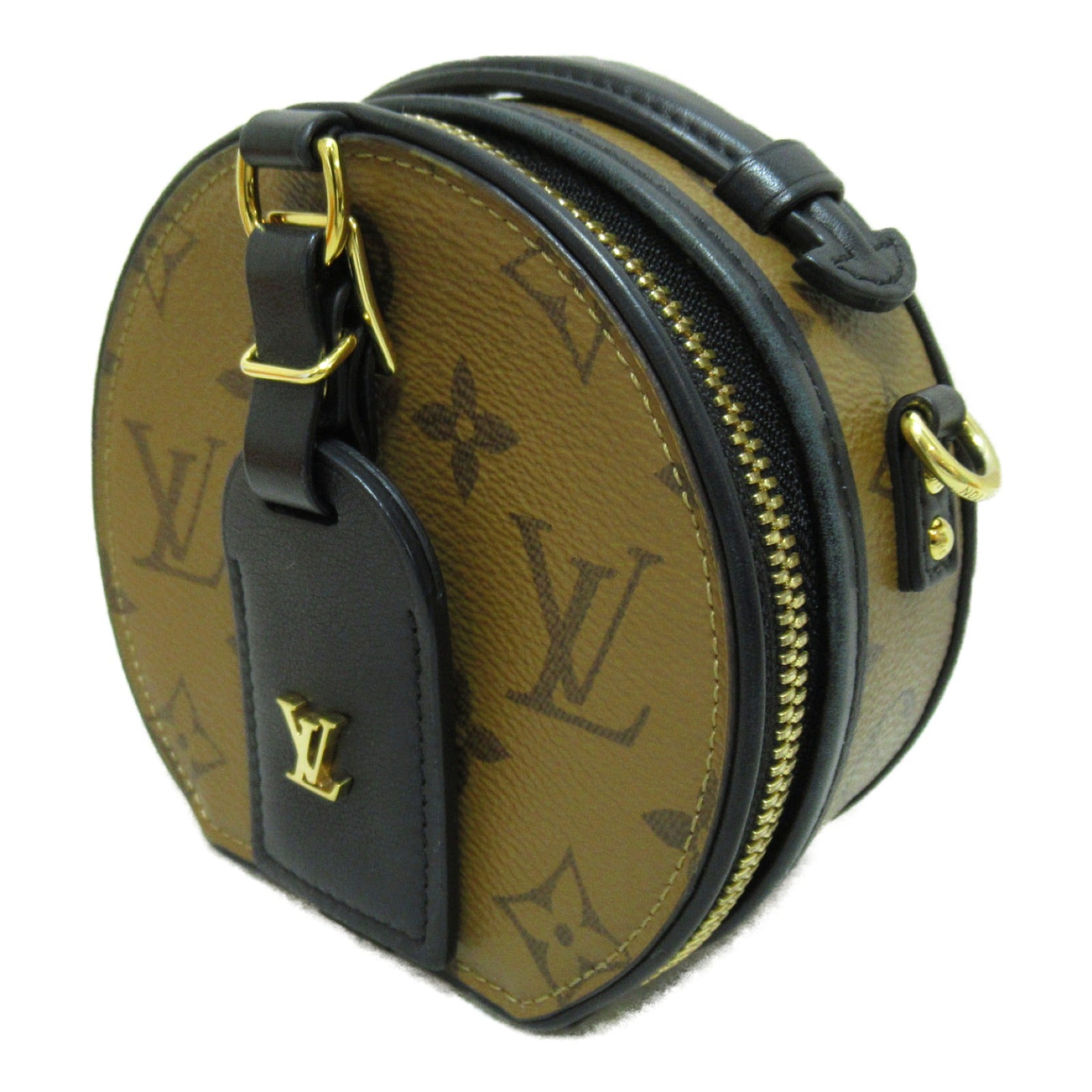 LOUIS VUITTON Monogram Reverse Mini Boite Chapeau 2 Way Bag金扣手挽肩背兩用袋啡色