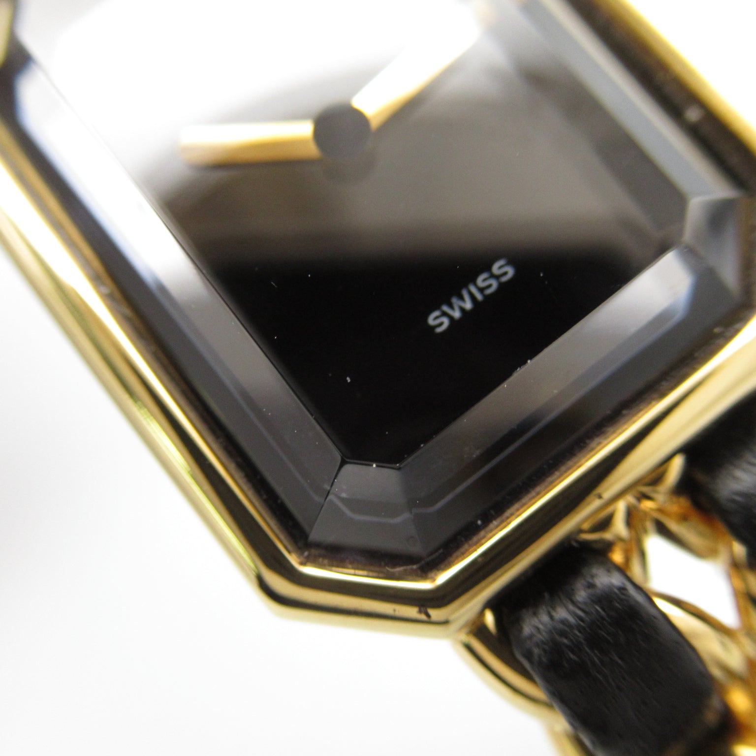 CHANEL 【激減優惠】Premiere L鍍金/皮革手錶石英機芯黑色#16cm