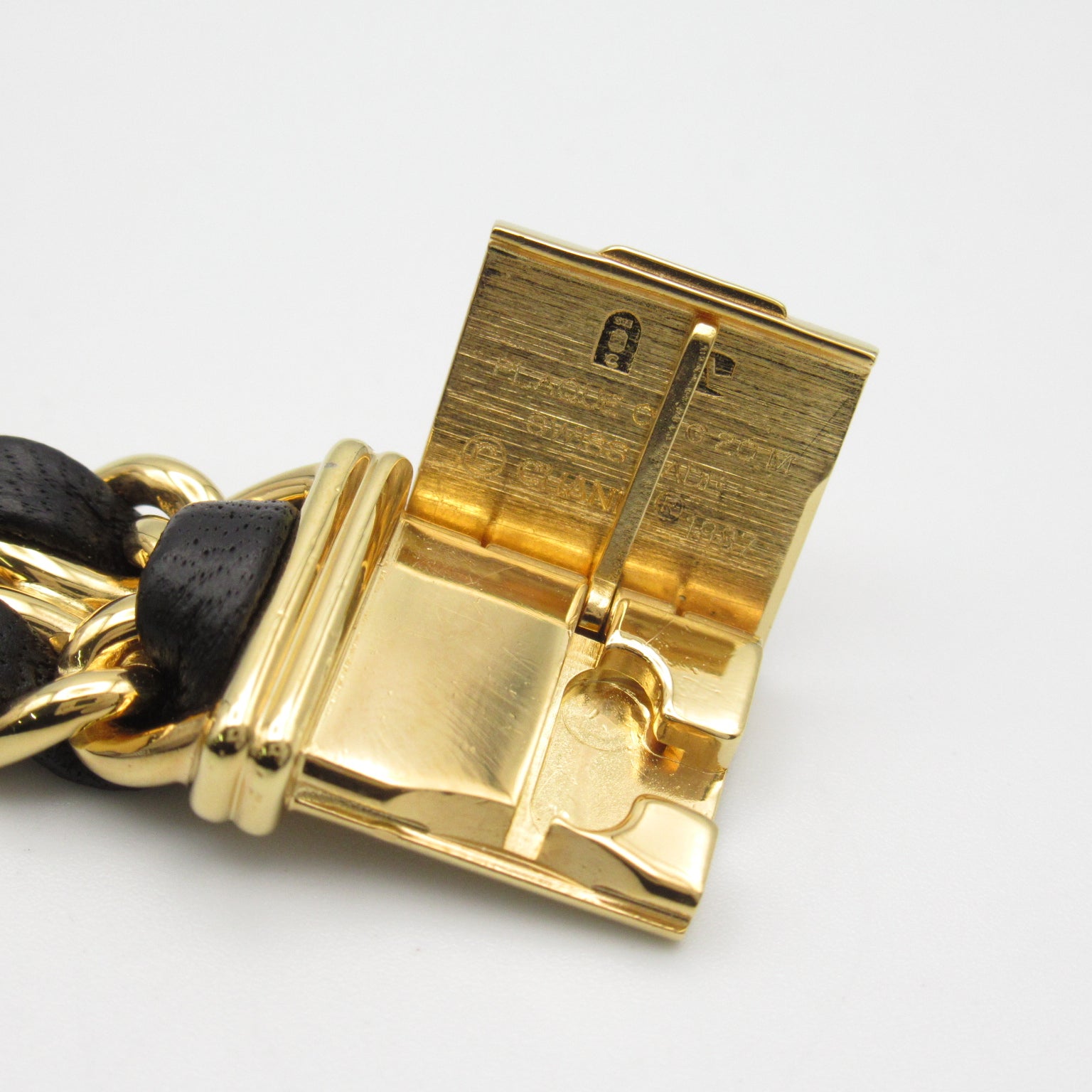 CHANEL 【激減優惠】Premiere L鍍金/皮革手錶石英機芯黑色#16cm