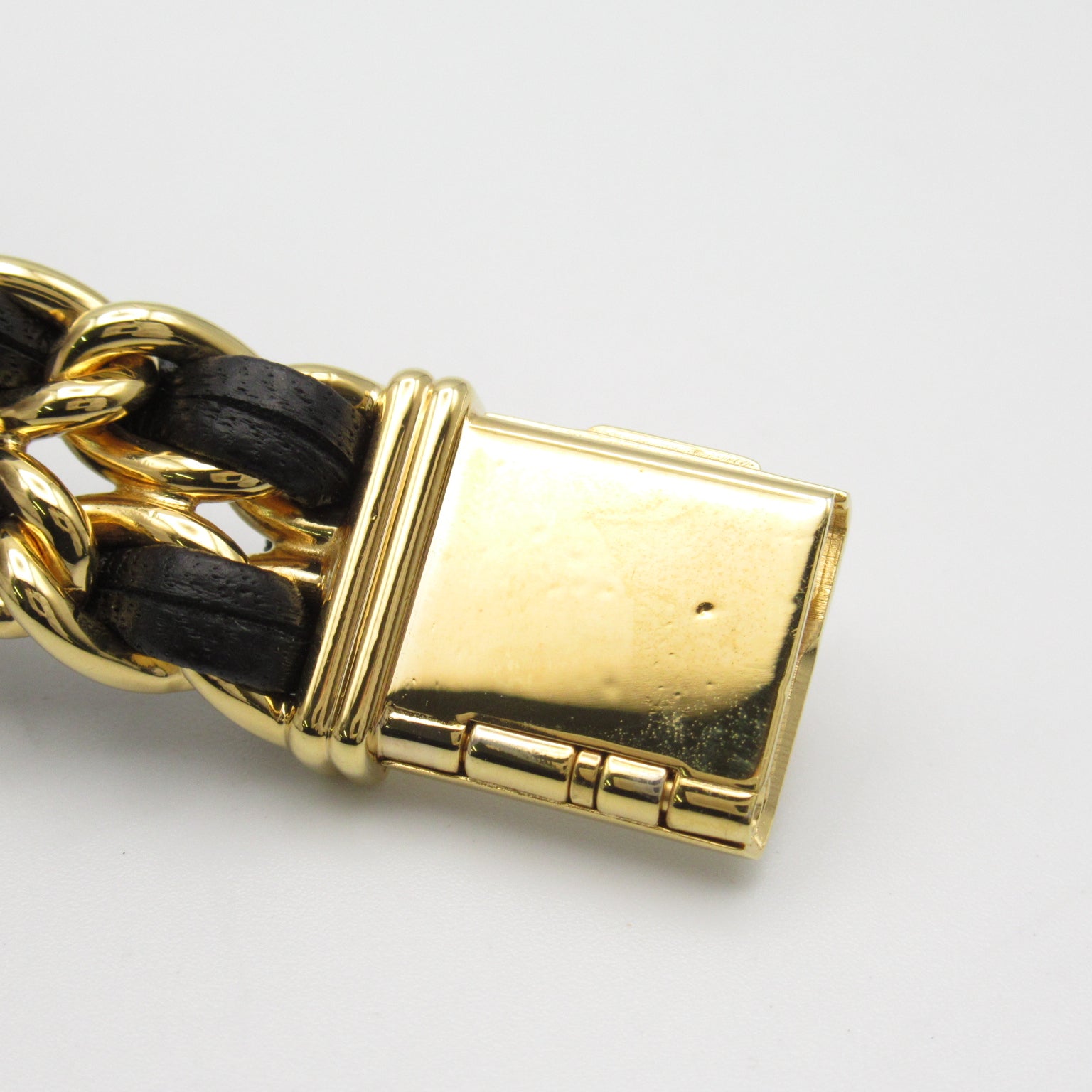 CHANEL 【激減優惠】Premiere L鍍金/皮革手錶石英機芯黑色#16cm