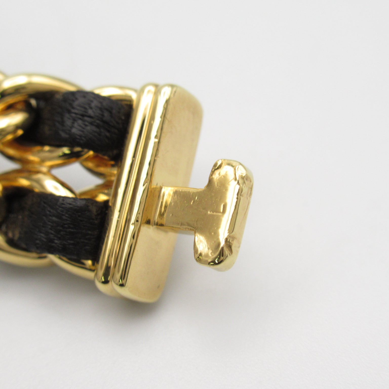 CHANEL 【激減優惠】Premiere L鍍金/皮革手錶石英機芯黑色#16cm