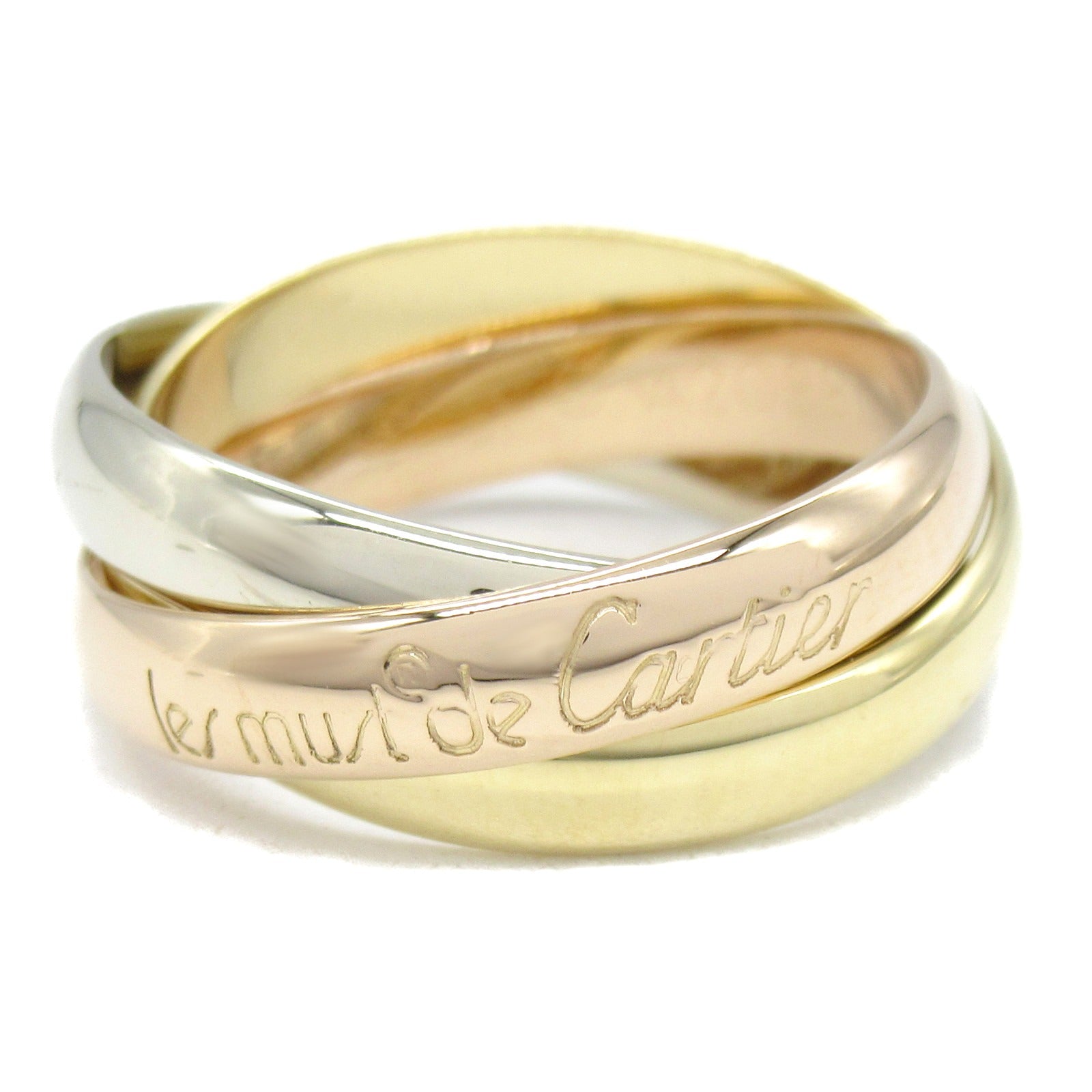 CARTIER 【激減優惠】18K黃金/白金/玫瑰金Trinity戒指Cartier#51/US#5.75