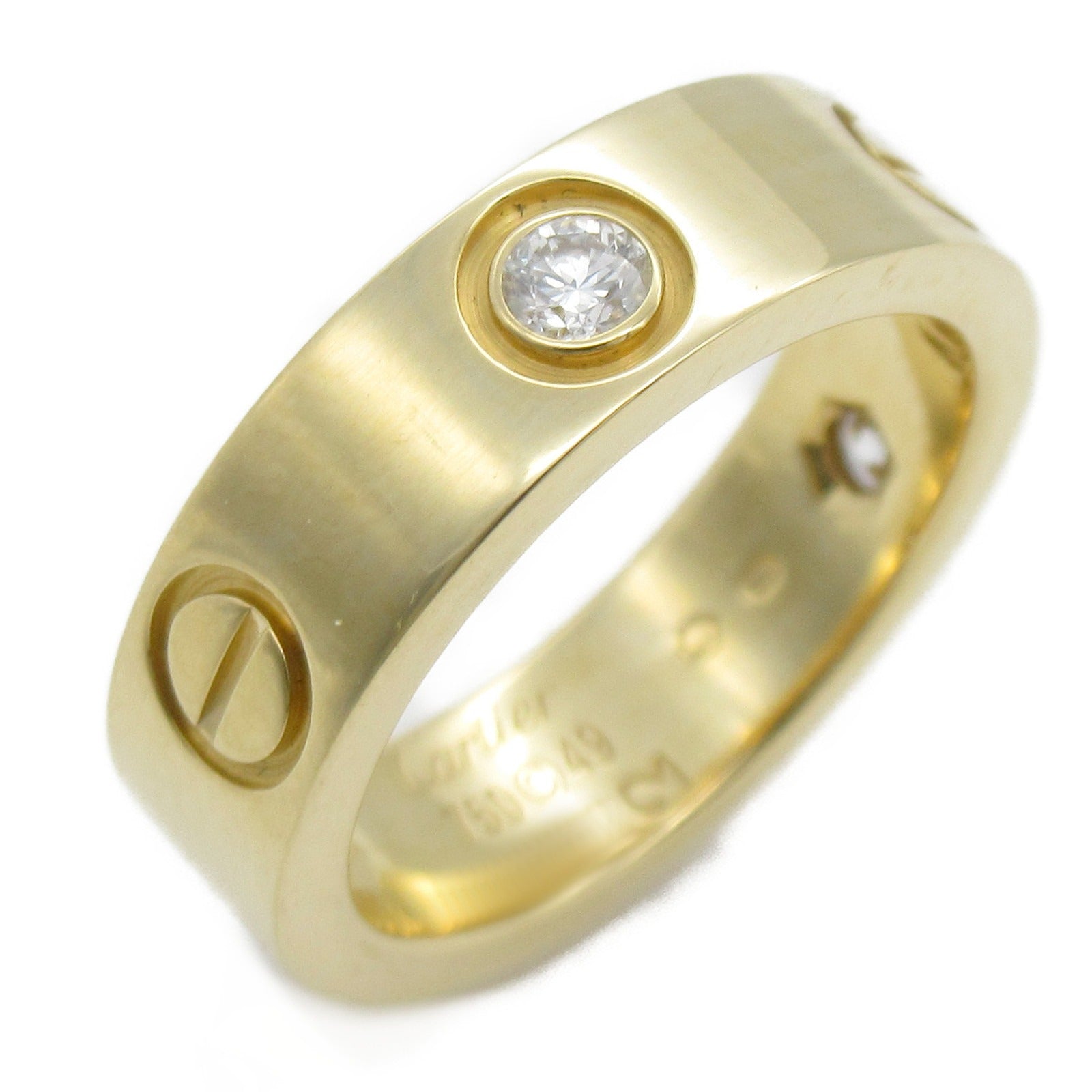 CARTIER 18K黃金Love Ring 3P Diamond Ring戒指Cartier#49/US#5